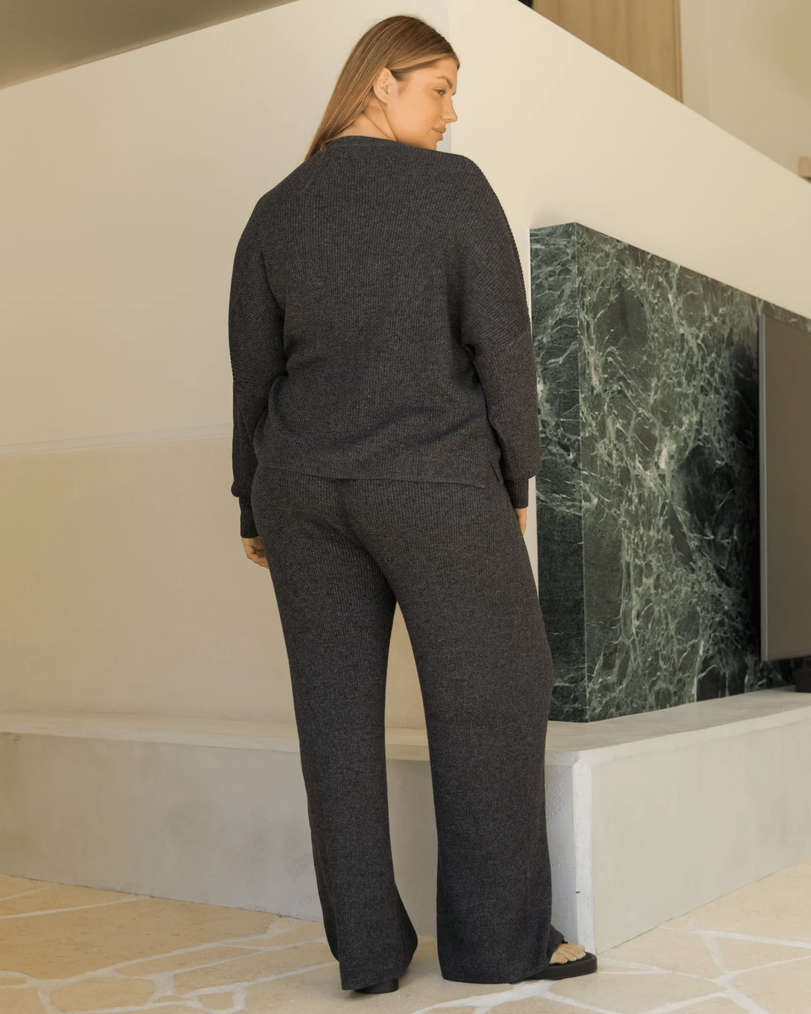 FINAL SALE | Alex Knit Pants | Dark Grey Marle - Image 5