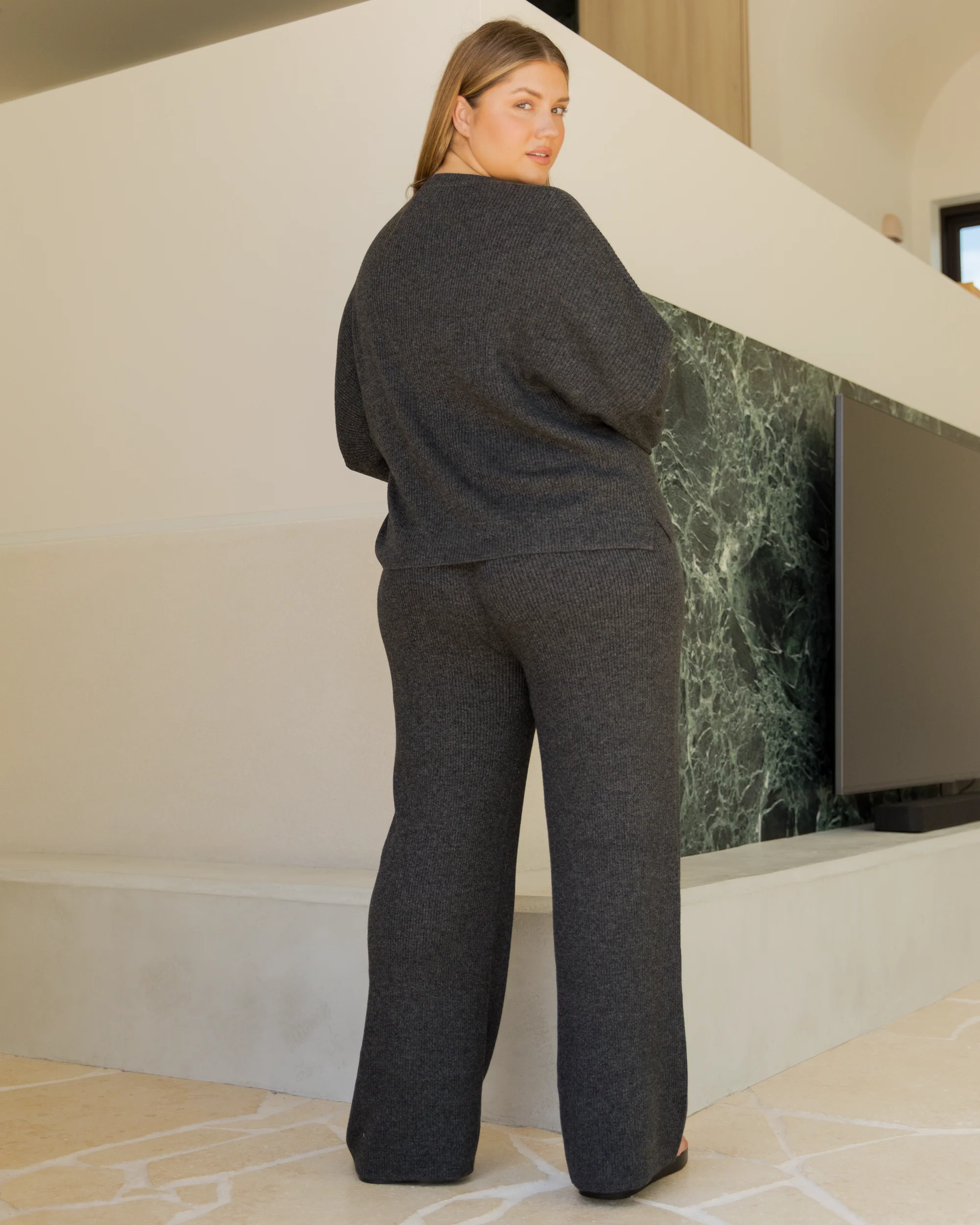 FINAL SALE | Alex Knit Pants | Dark Grey Marle - Image 6