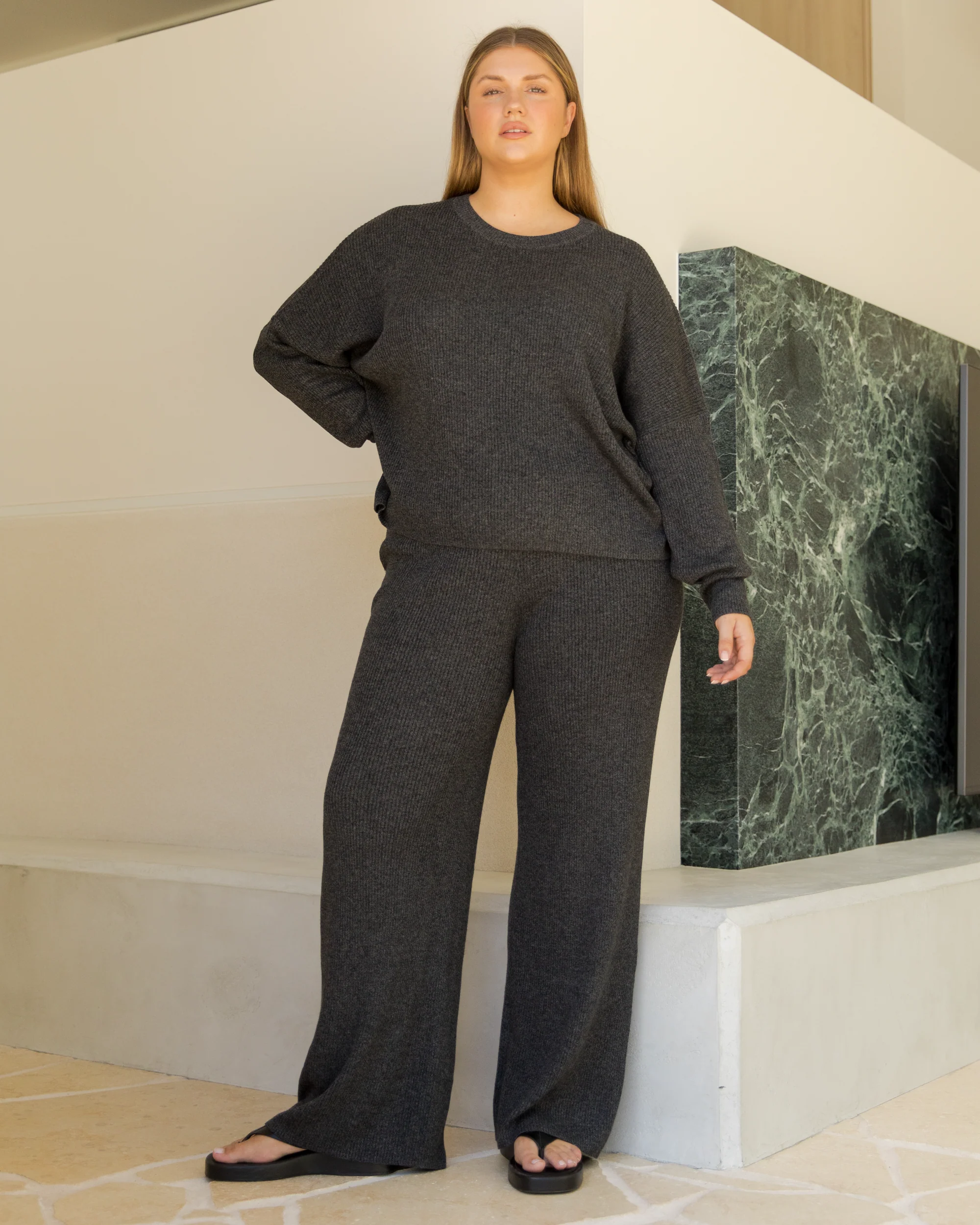 FINAL SALE | Alex Knit Pants | Dark Grey Marle - Image 7