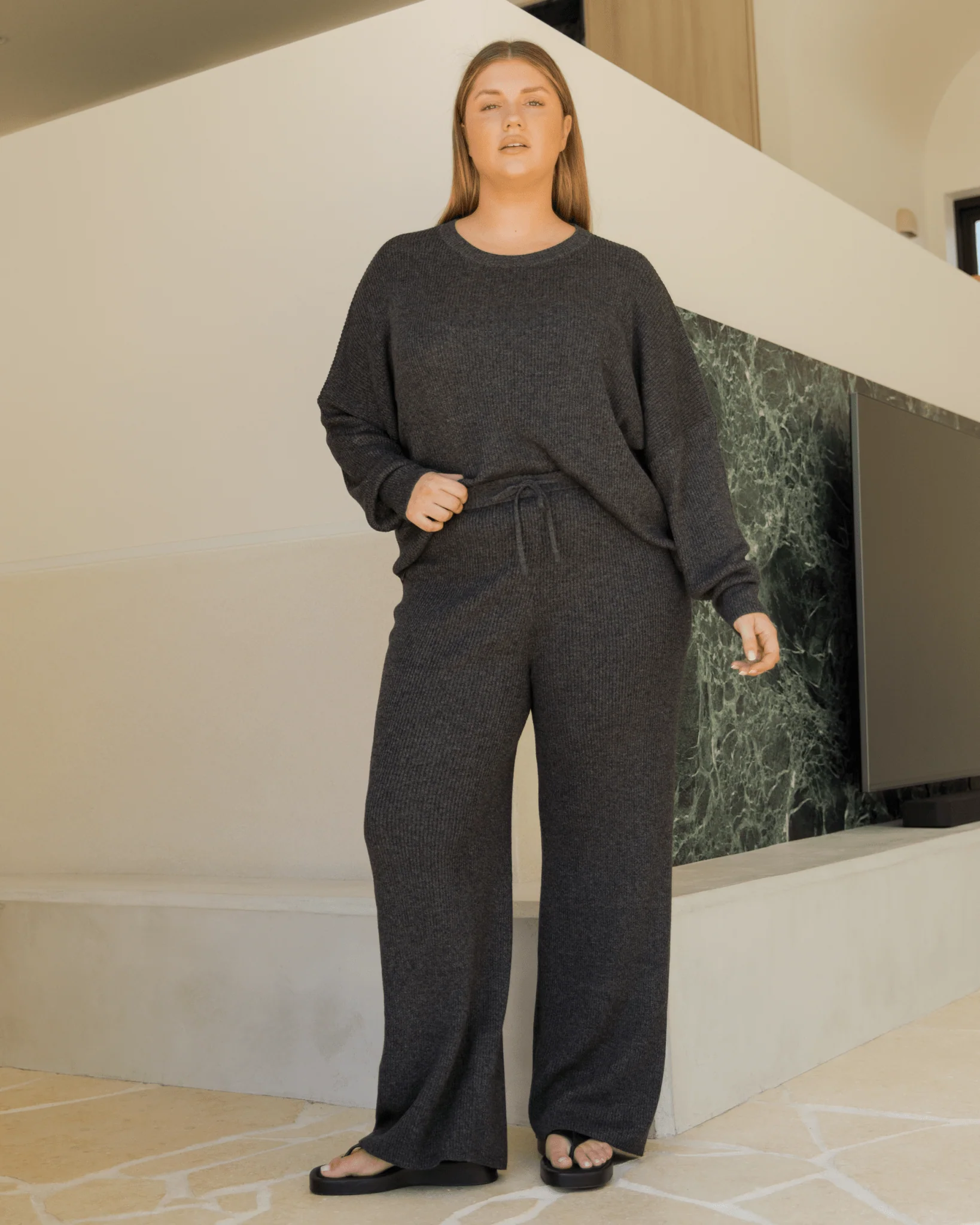 FINAL SALE | Alex Knit Pants | Dark Grey Marle - Image 8