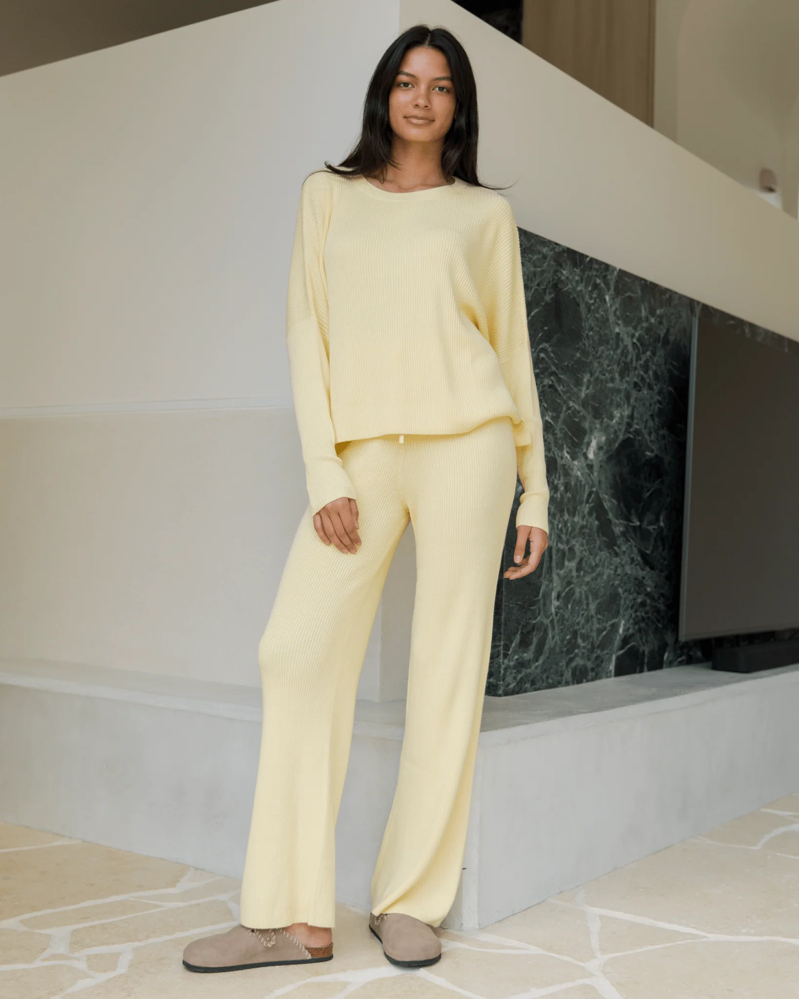 FINAL SALE | Alex Knit Pants | Lemon - Image 2