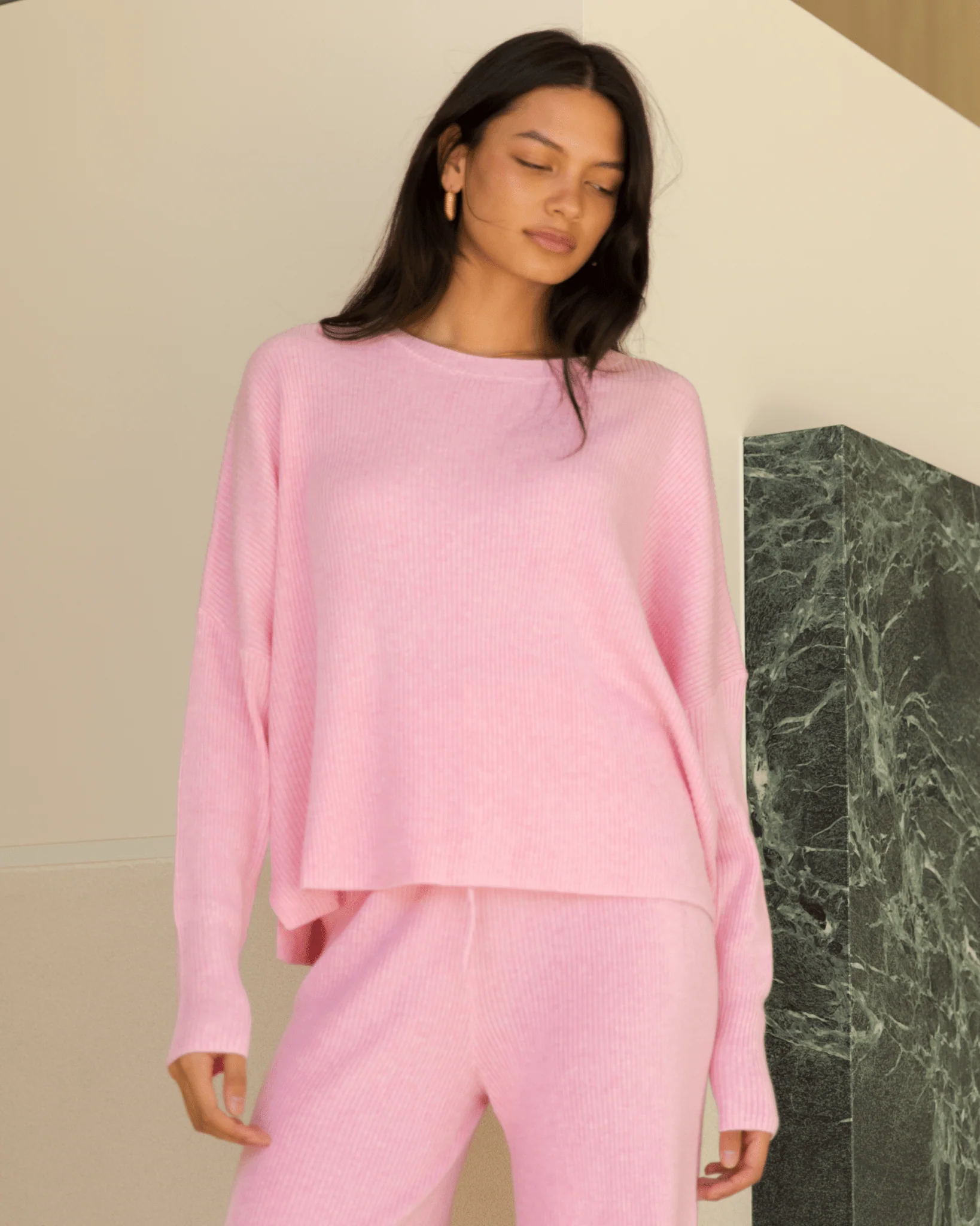 FINAL SALE | Alex Knit Sweater | Pink Marle - Image 2