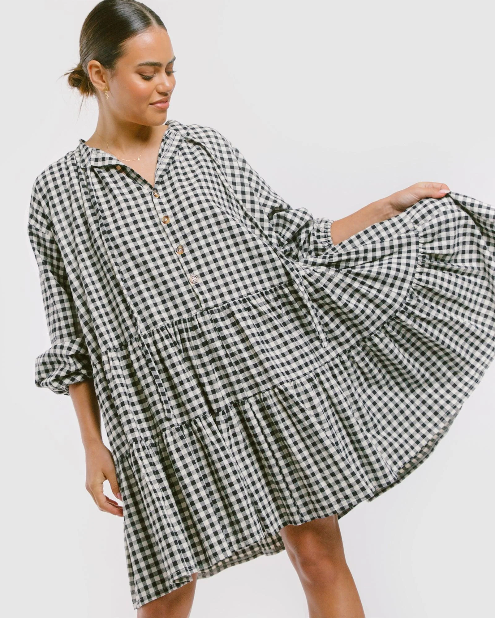 FINAL SALE | Avalon Smock Dress | Black Gingham - Image 11