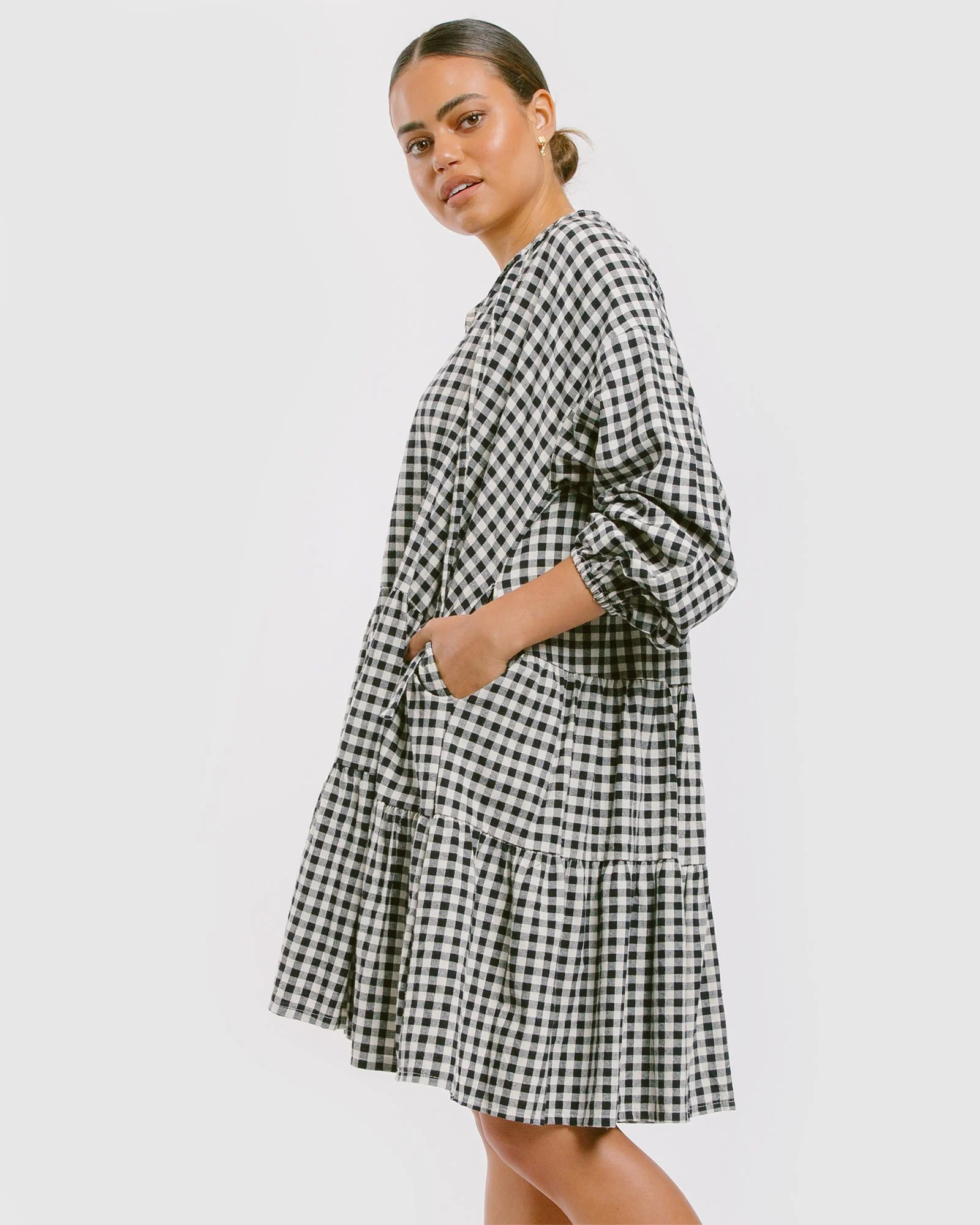 FINAL SALE | Avalon Smock Dress | Black Gingham - Image 12
