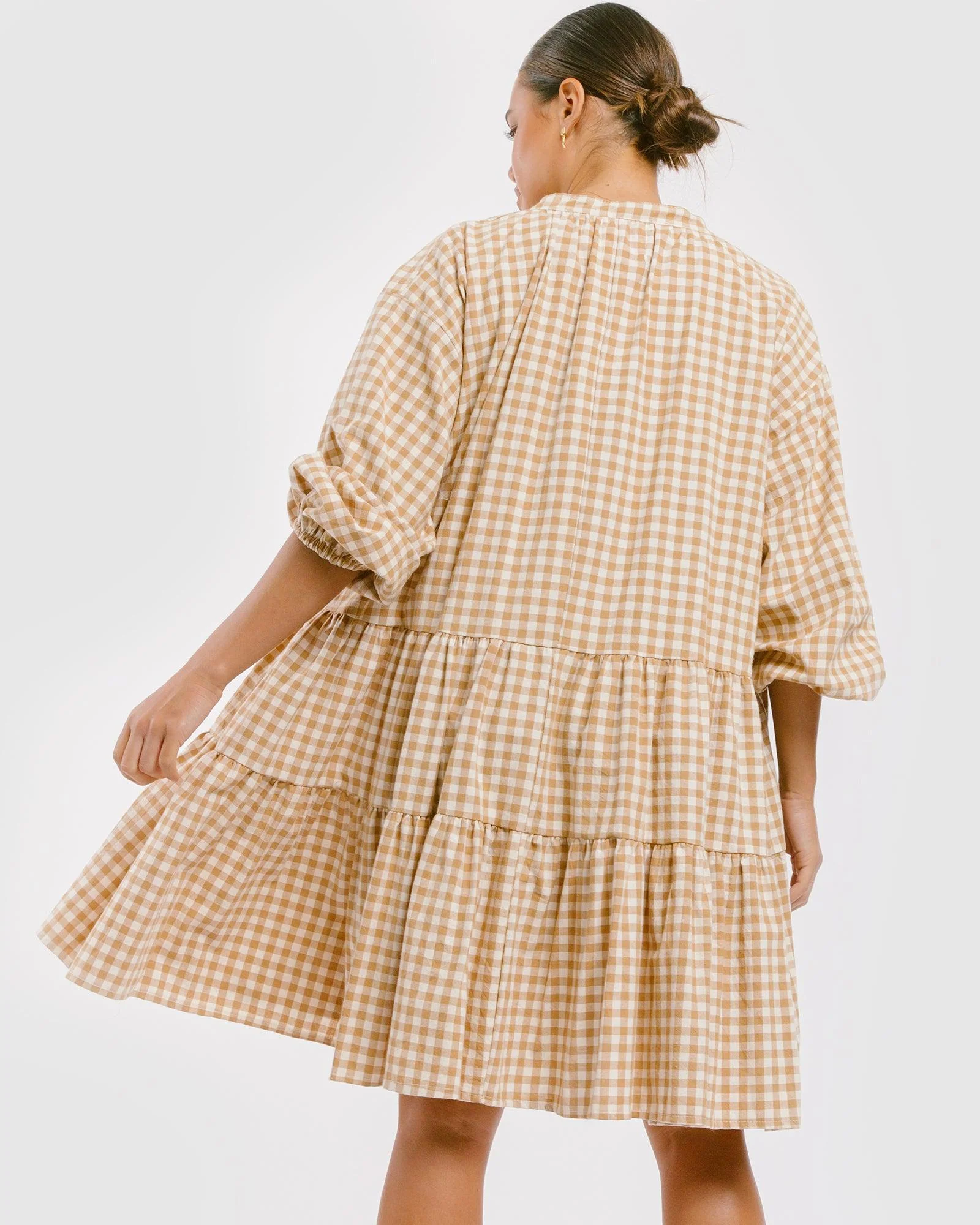 FINAL SALE | Avalon Smock Dress | Caramel Gingham - Image 12