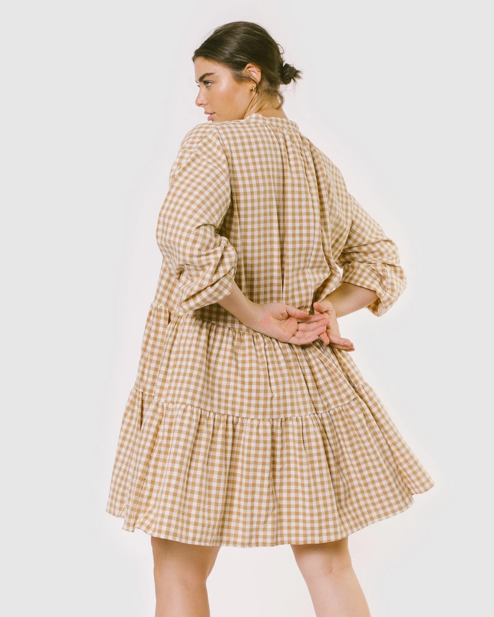 FINAL SALE | Avalon Smock Dress | Caramel Gingham - Image 16