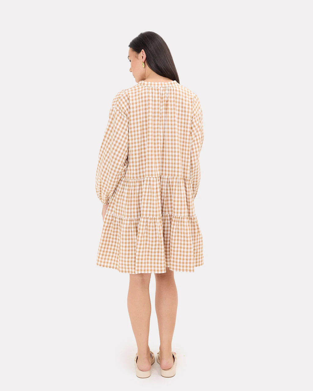 FINAL SALE | Avalon Smock Dress | Caramel Gingham - Image 4