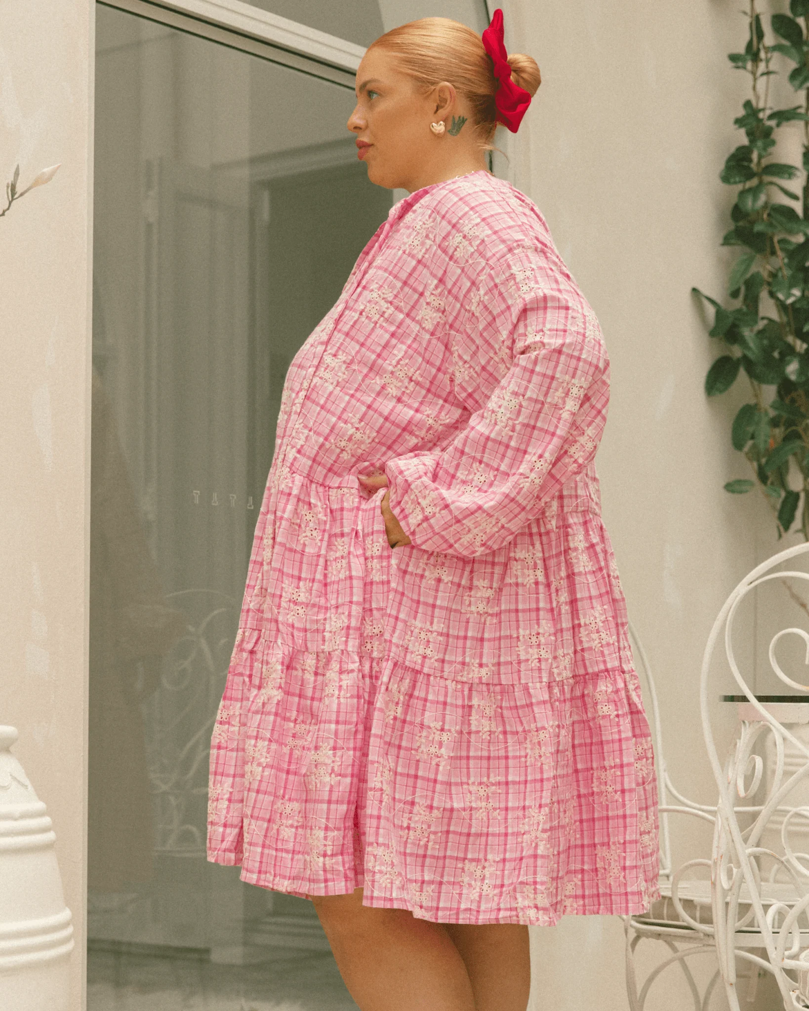 FINAL SALE | Avalon Smock Dress | Pink Gingham Embroidery - Image 5