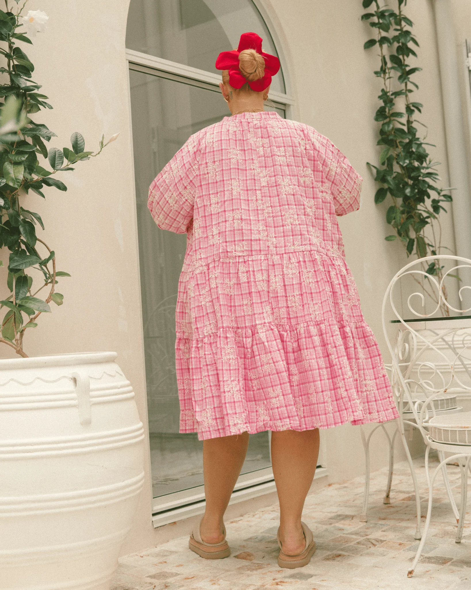 FINAL SALE | Avalon Smock Dress | Pink Gingham Embroidery - Image 6