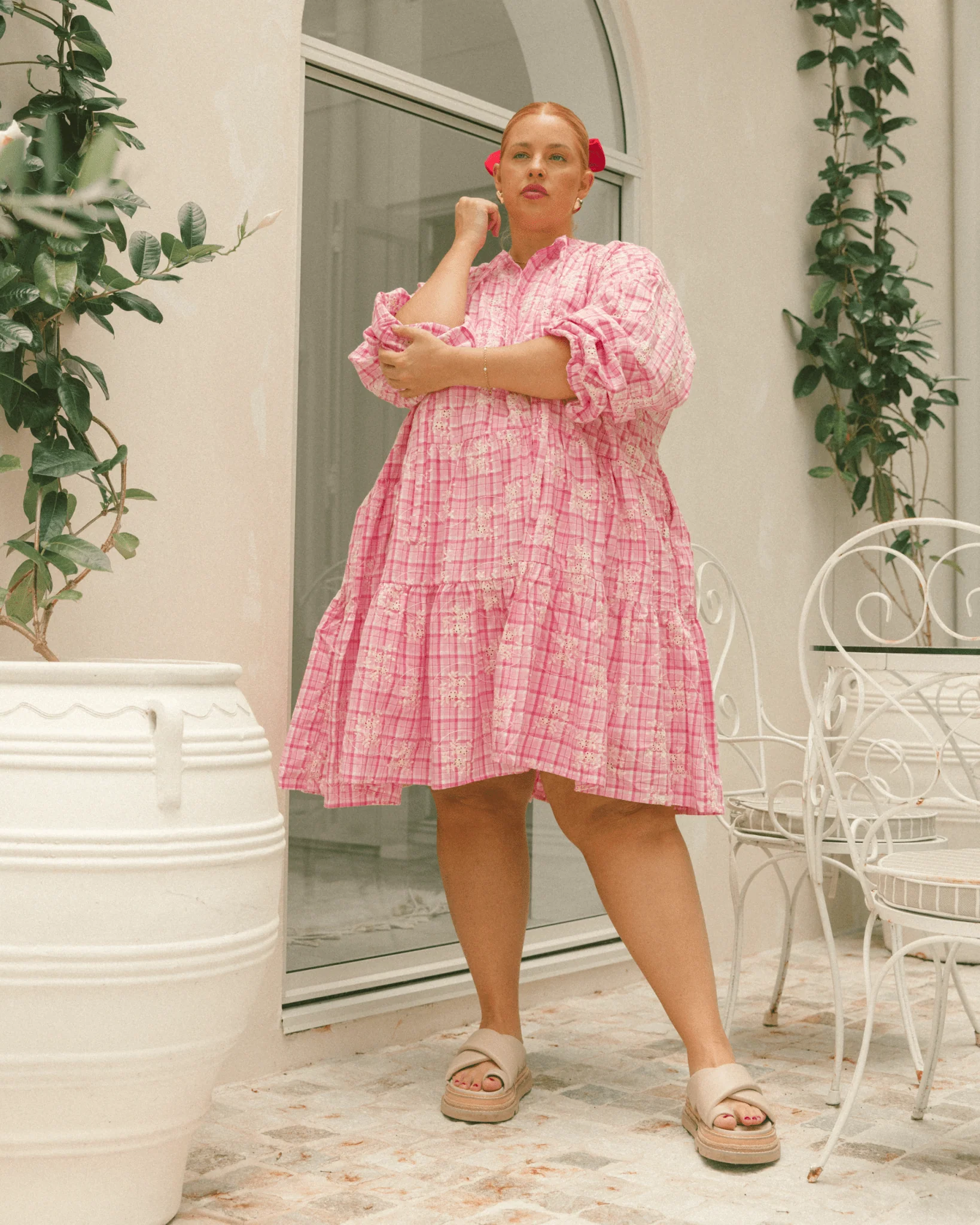 FINAL SALE | Avalon Smock Dress | Pink Gingham Embroidery - Image 8