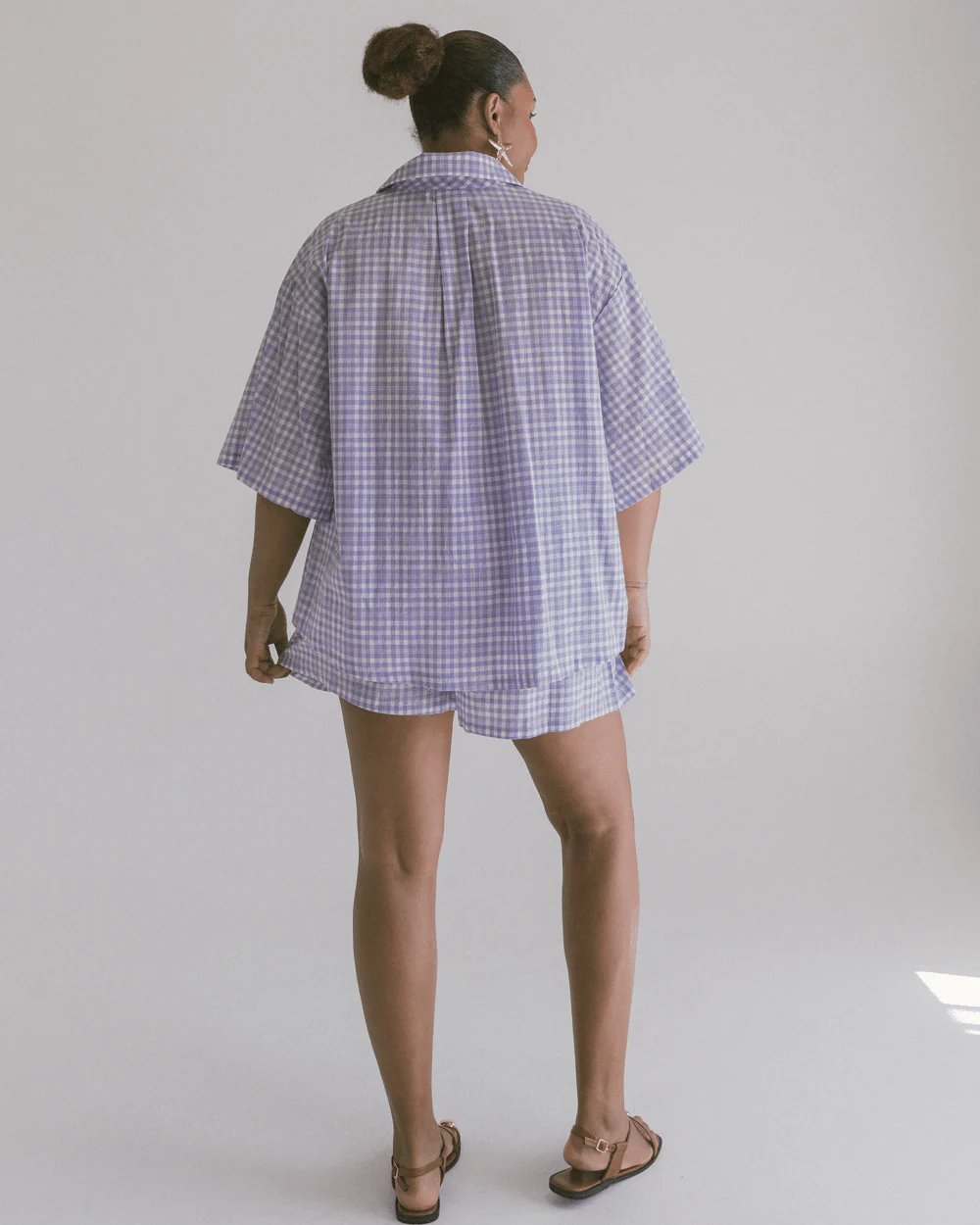 FINAL SALE | Billie Shirt | Lavender Gingham - Image 3