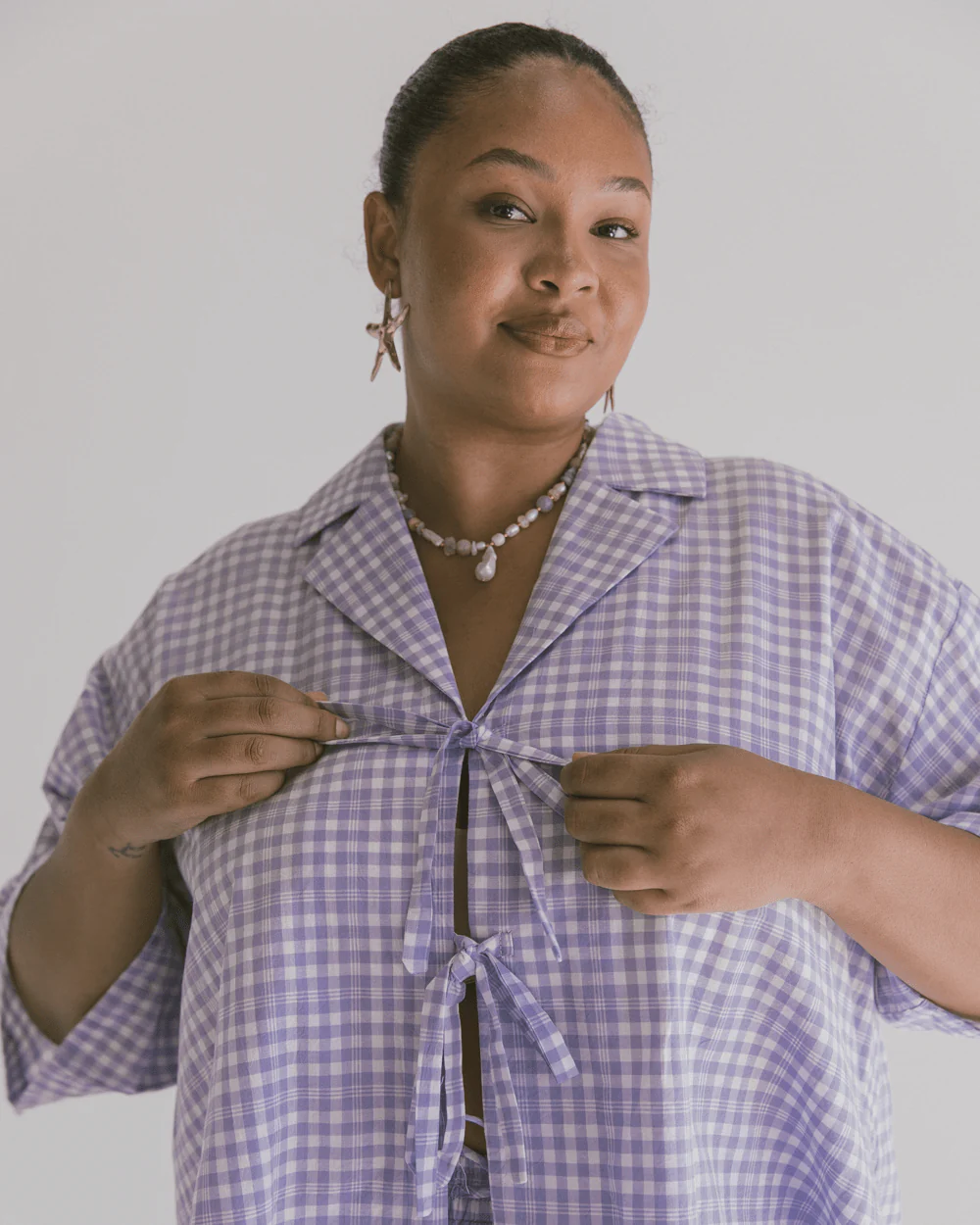 FINAL SALE | Billie Shirt | Lavender Gingham - Image 4