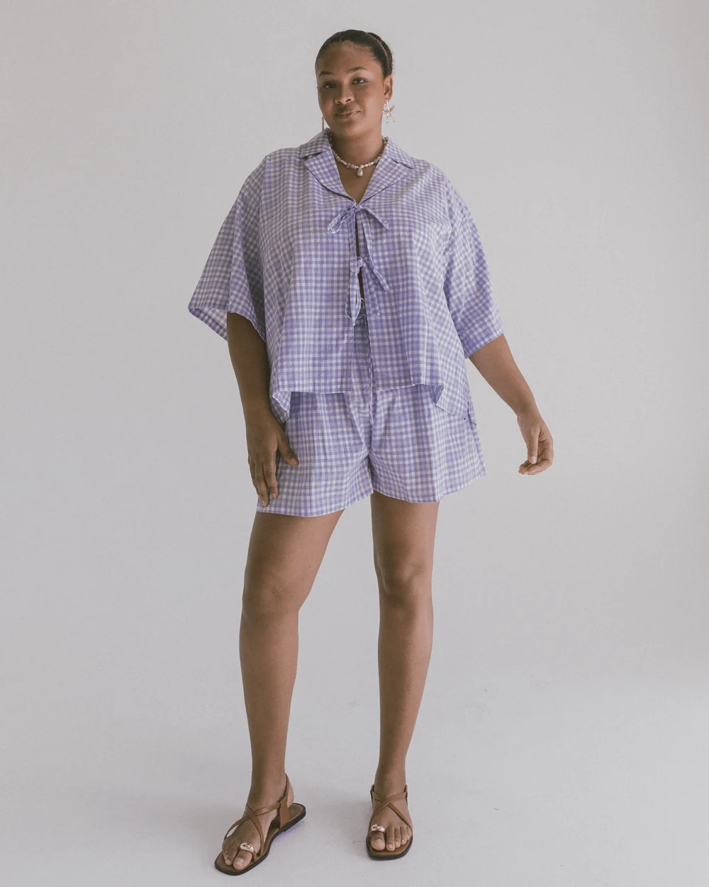 FINAL SALE | Billie Shirt | Lavender Gingham - Image 5