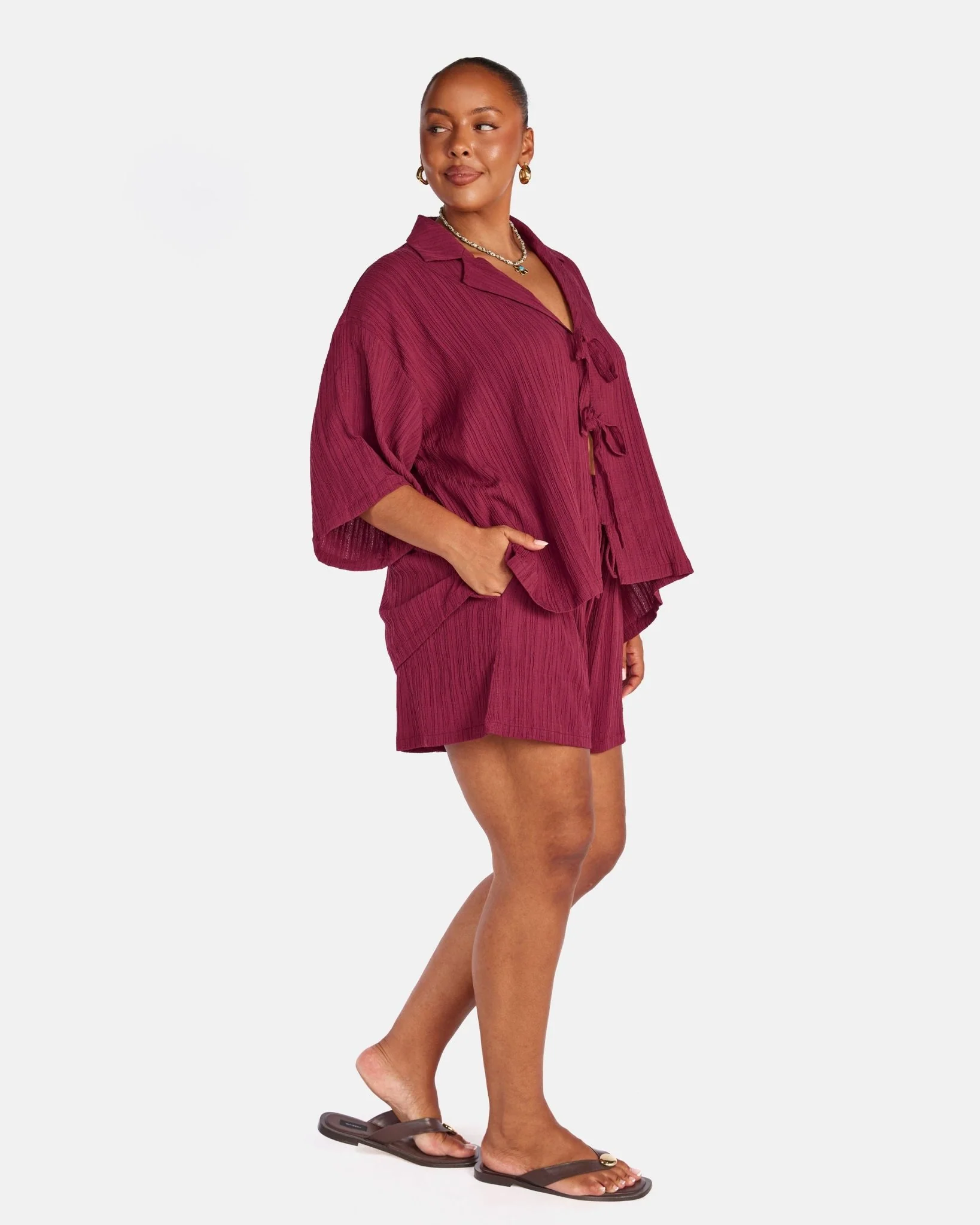Billie Shirt | Wine Crepe - Image 2
