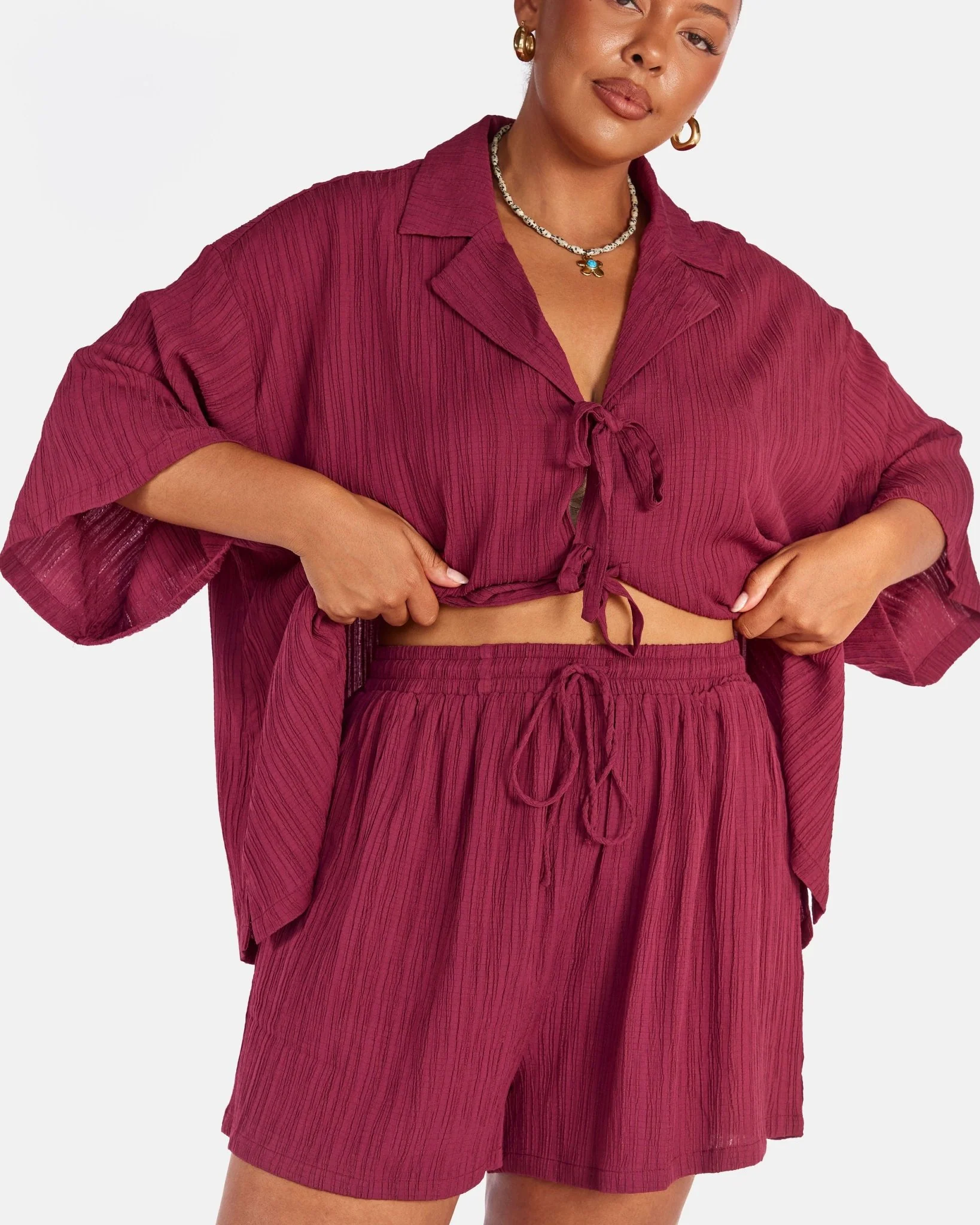 Billie Shirt | Wine Crepe - Image 4