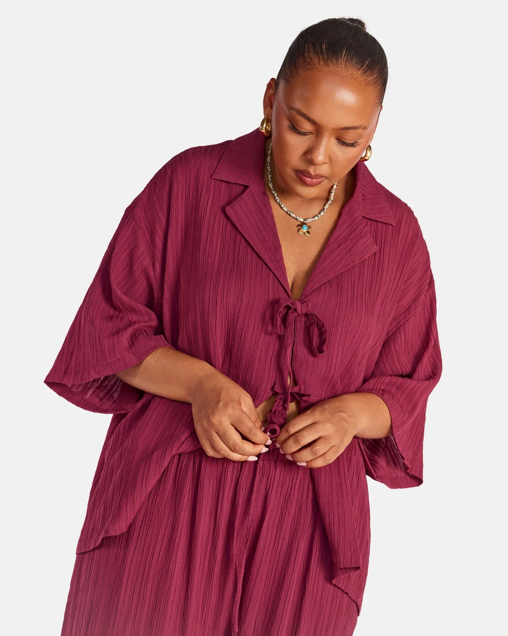 Billie Shirt | Wine Crepe - Image 6