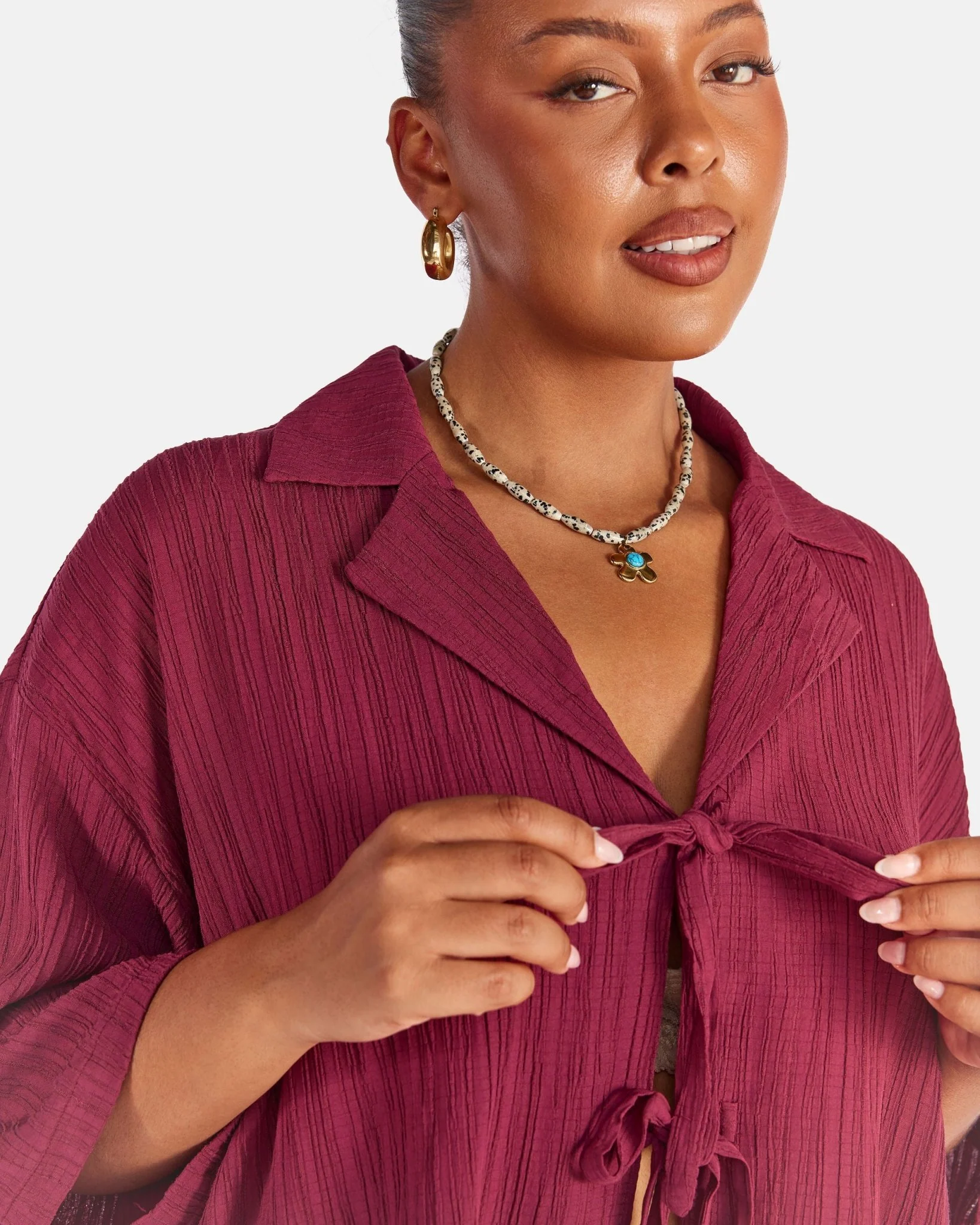 Billie Shirt | Wine Crepe - Image 7