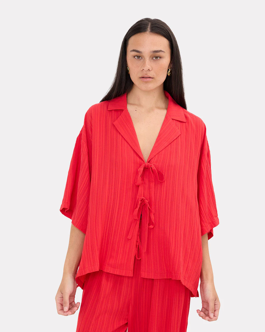 FINAL SALE | Billie Shirt | Red Crepe