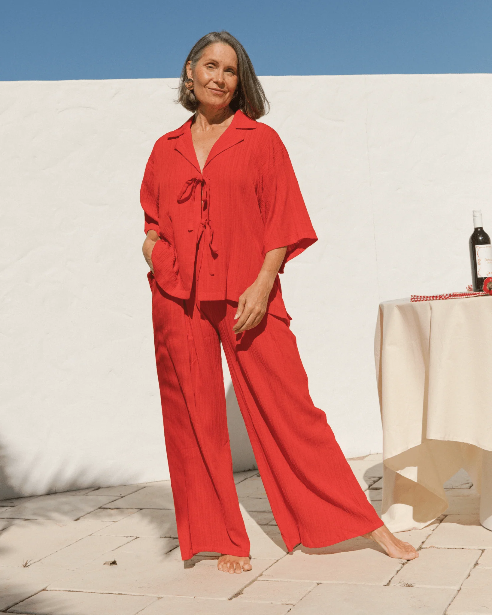 FINAL SALE | Billie Shirt | Red Crepe - Image 12