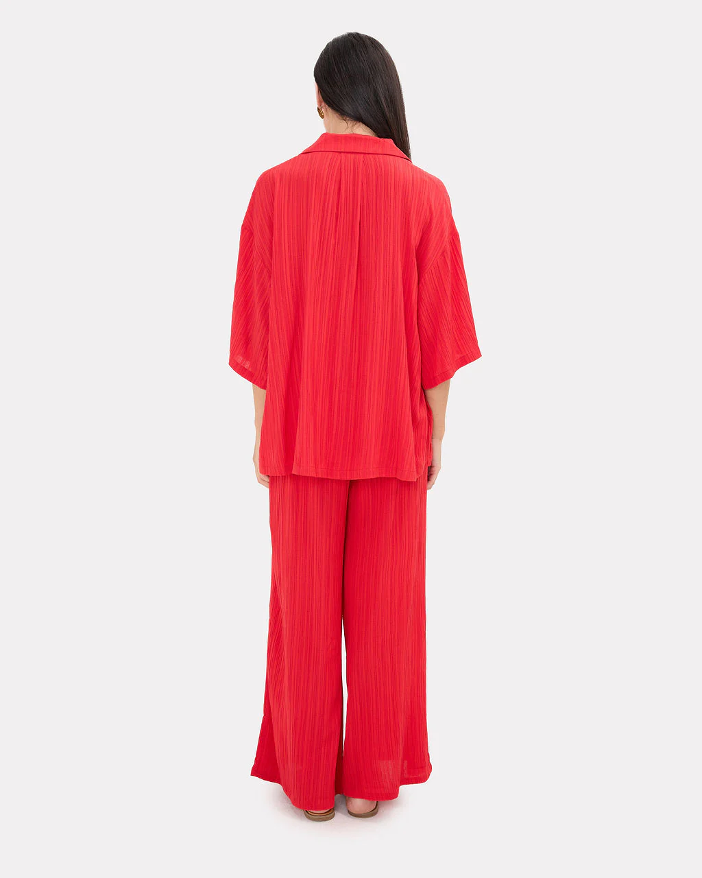 FINAL SALE | Billie Shirt | Red Crepe - Image 3