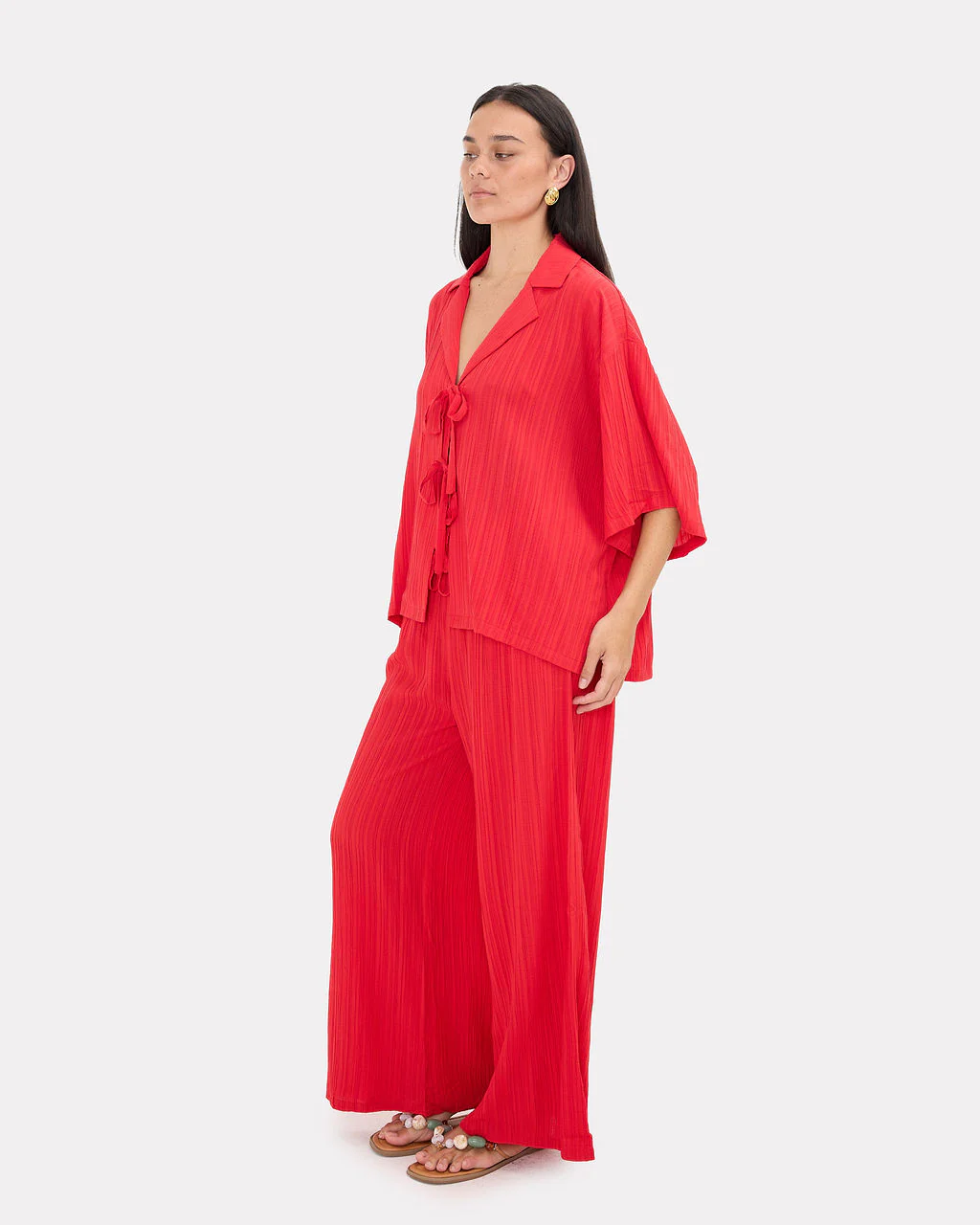 FINAL SALE | Billie Shirt | Red Crepe - Image 4