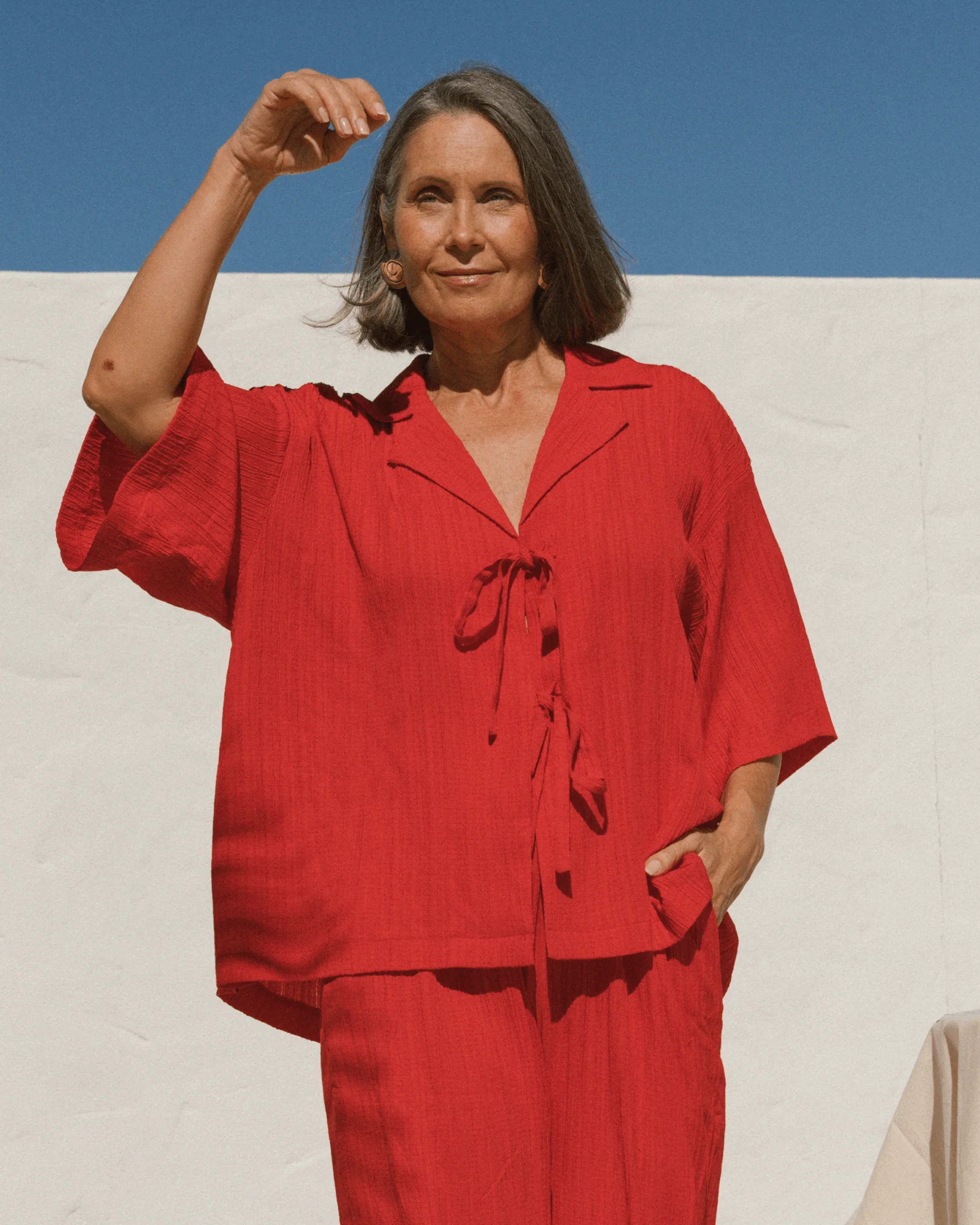 FINAL SALE | Billie Shirt | Red Crepe - Image 5