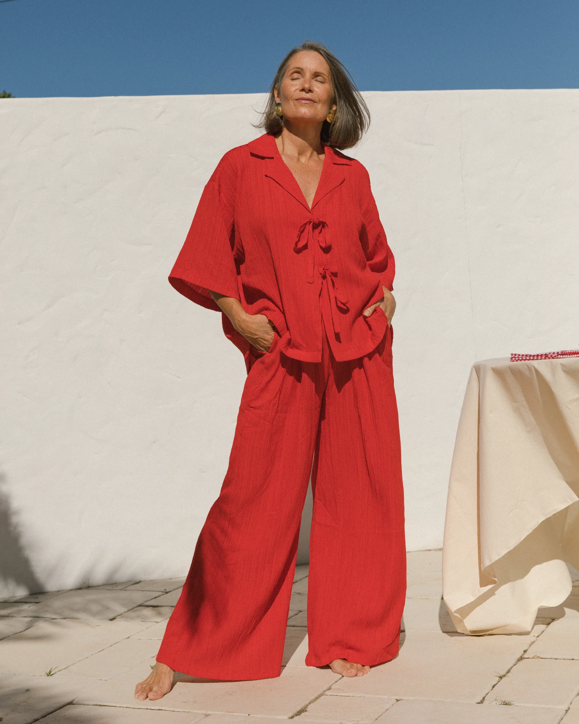 FINAL SALE | Billie Shirt | Red Crepe - Image 6
