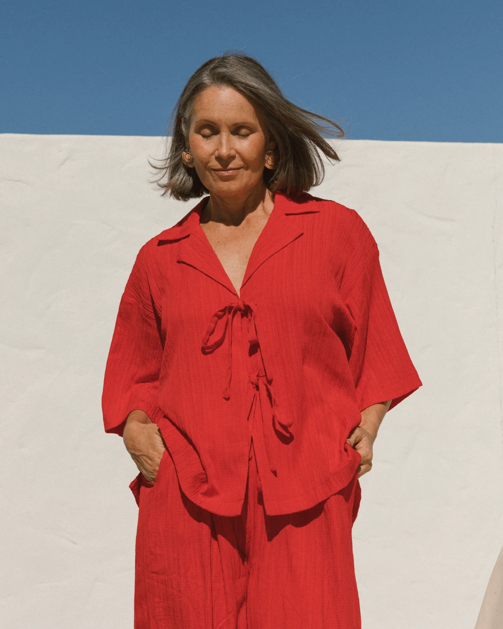 FINAL SALE | Billie Shirt | Red Crepe - Image 7