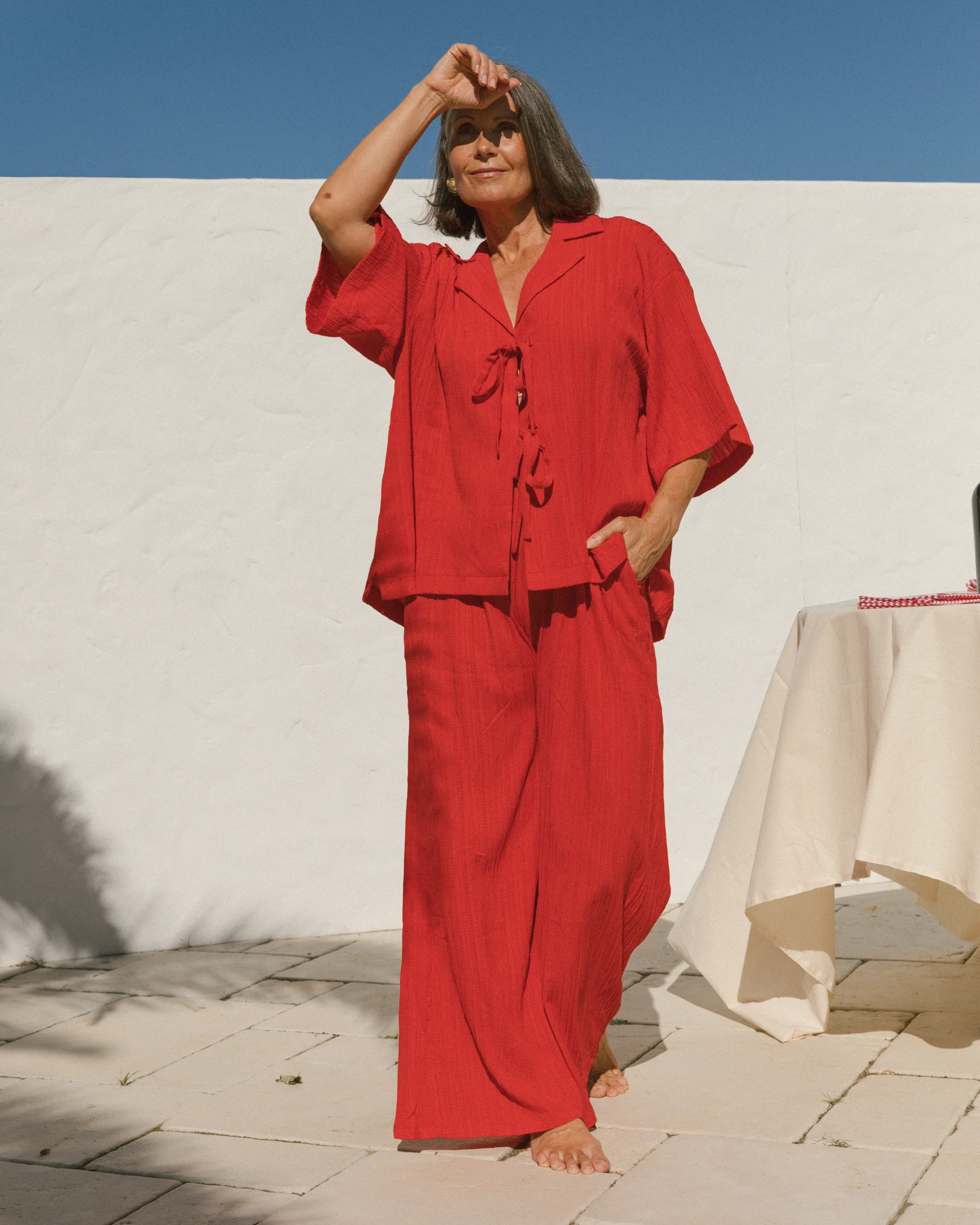 FINAL SALE | Billie Shirt | Red Crepe - Image 8