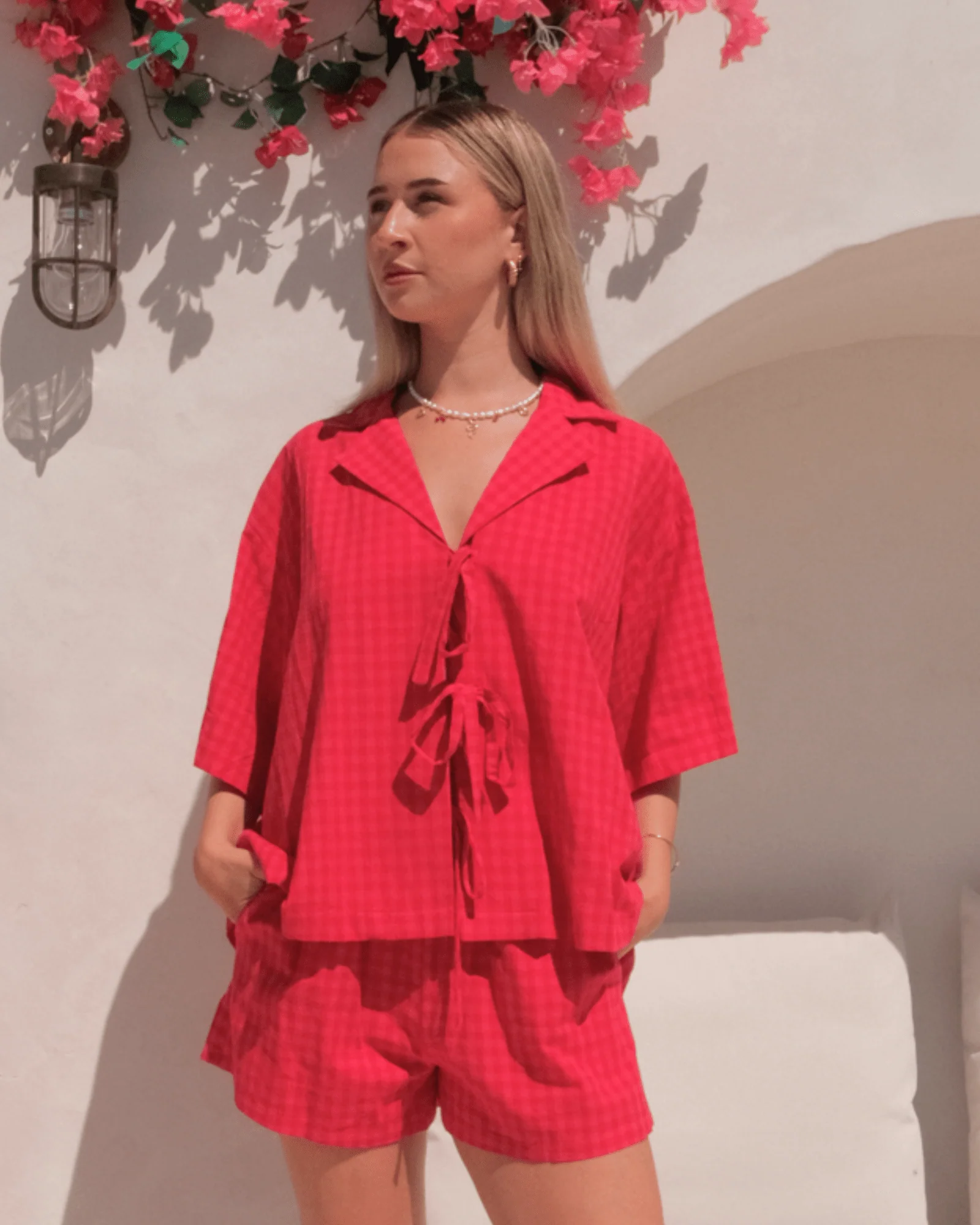 FINAL SALE | Billie Shirt | Red & Pink Gingham