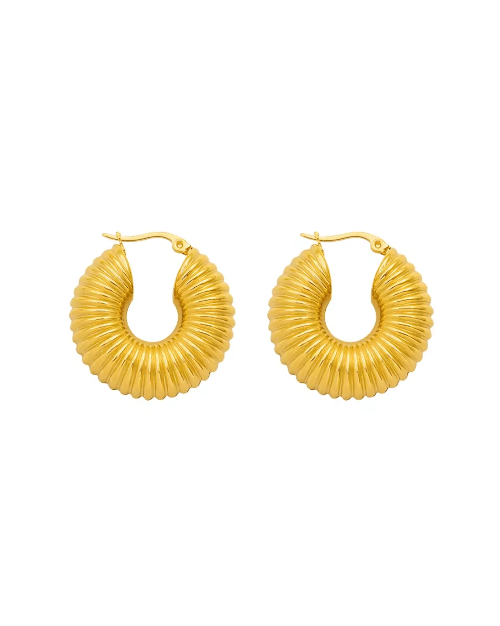 Cowrie Hoop Earrings | Gold - Image 4