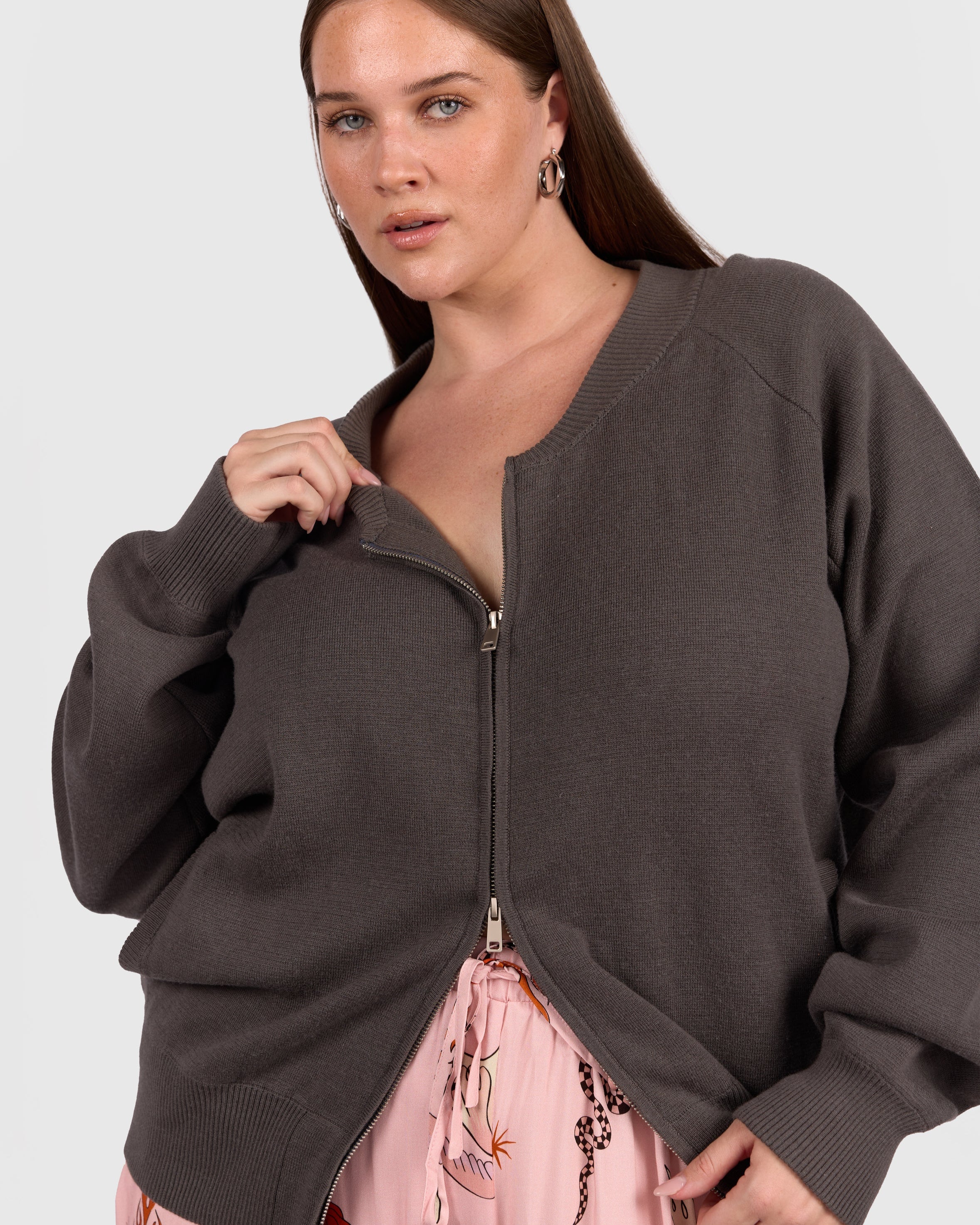 Darcy Knit Bomber | Charcoal