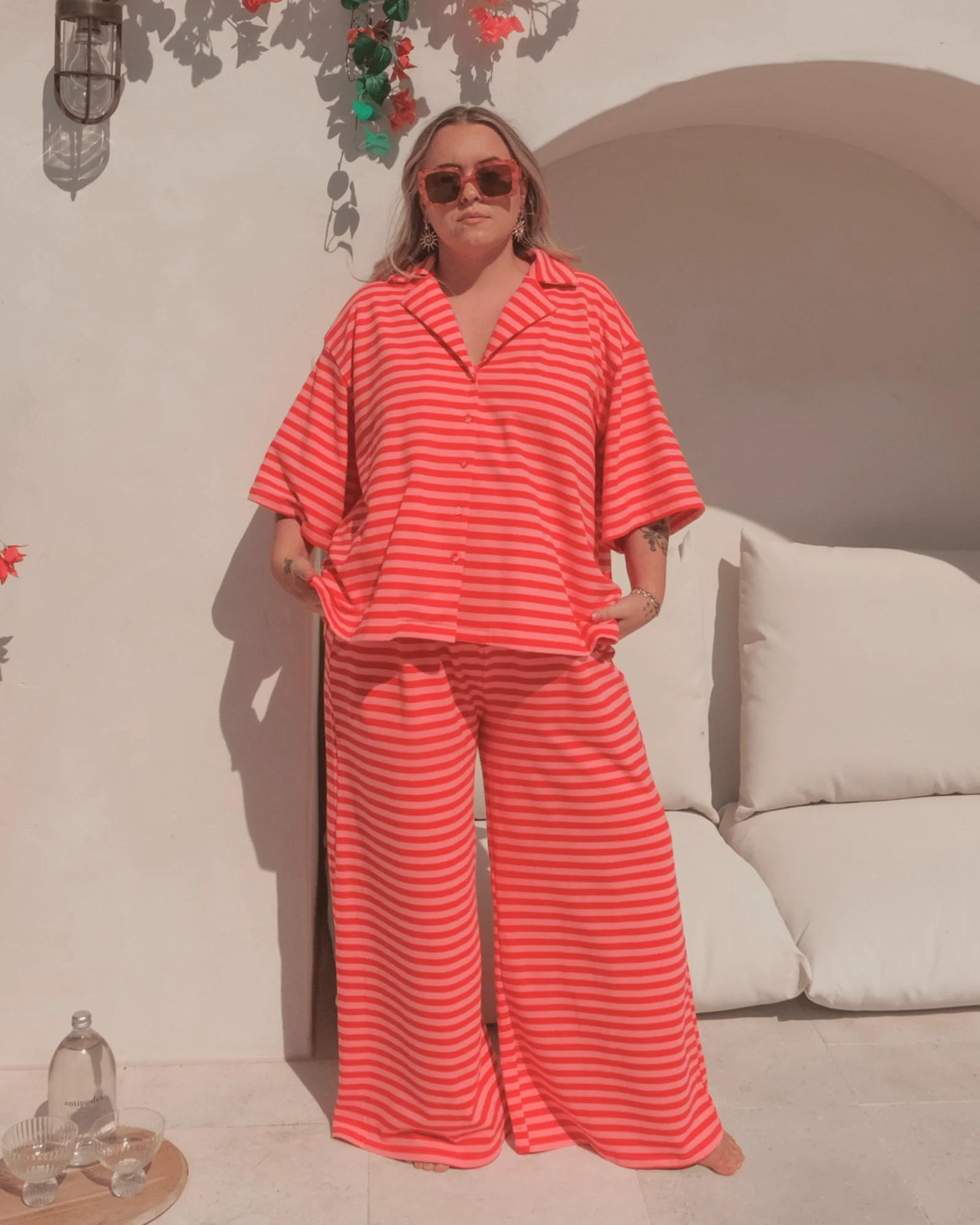 FINAL SALE | Essential Pants | Berry Stripe - Image 2