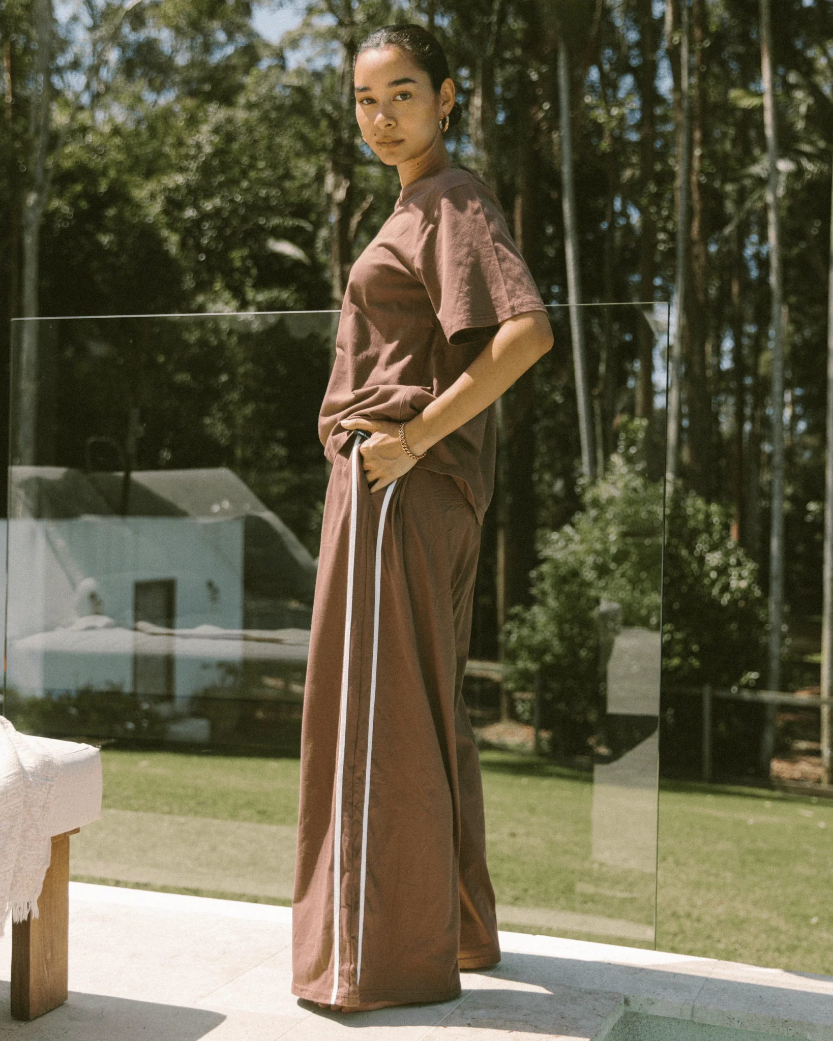 Essentials Pants | Brown & White - Image 3