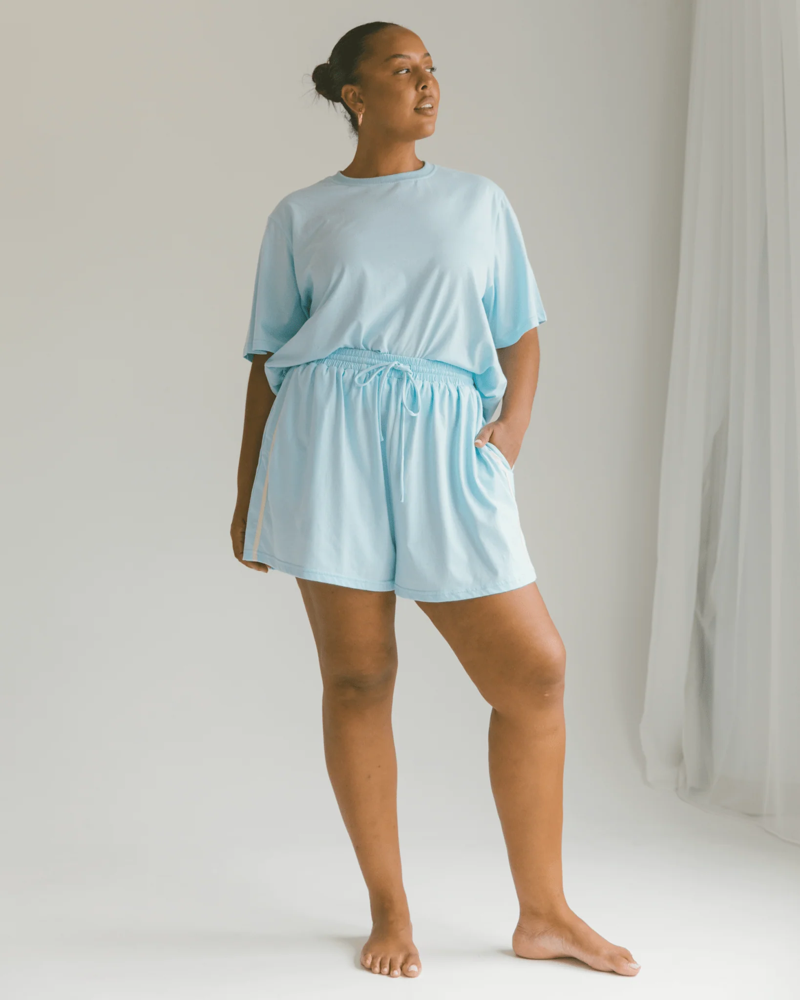 FINAL SALE | Essential Shorts | Blue & Cream - Image 3