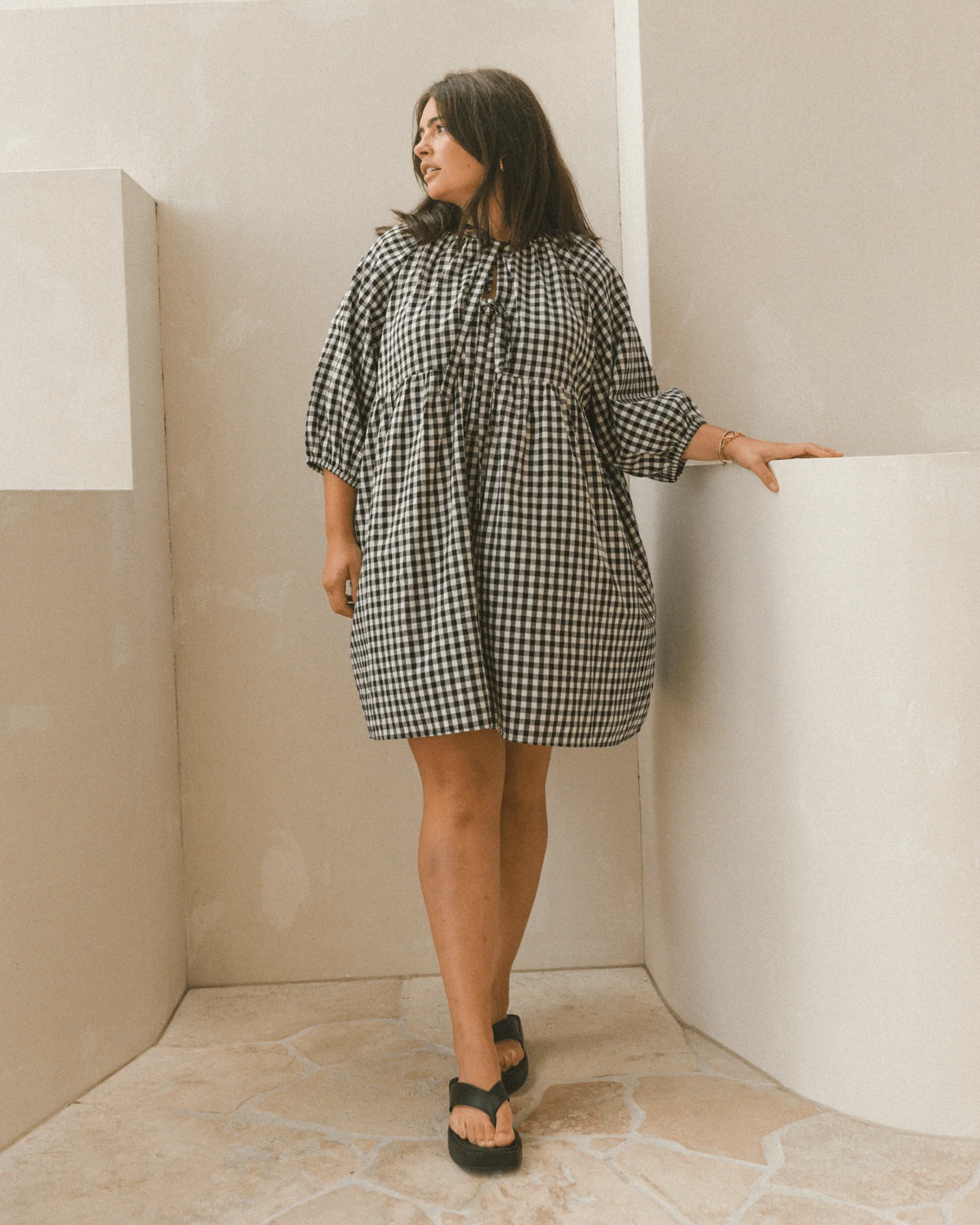 FINAL SALE | Florence Mini Dress | Black Gingham - Image 10