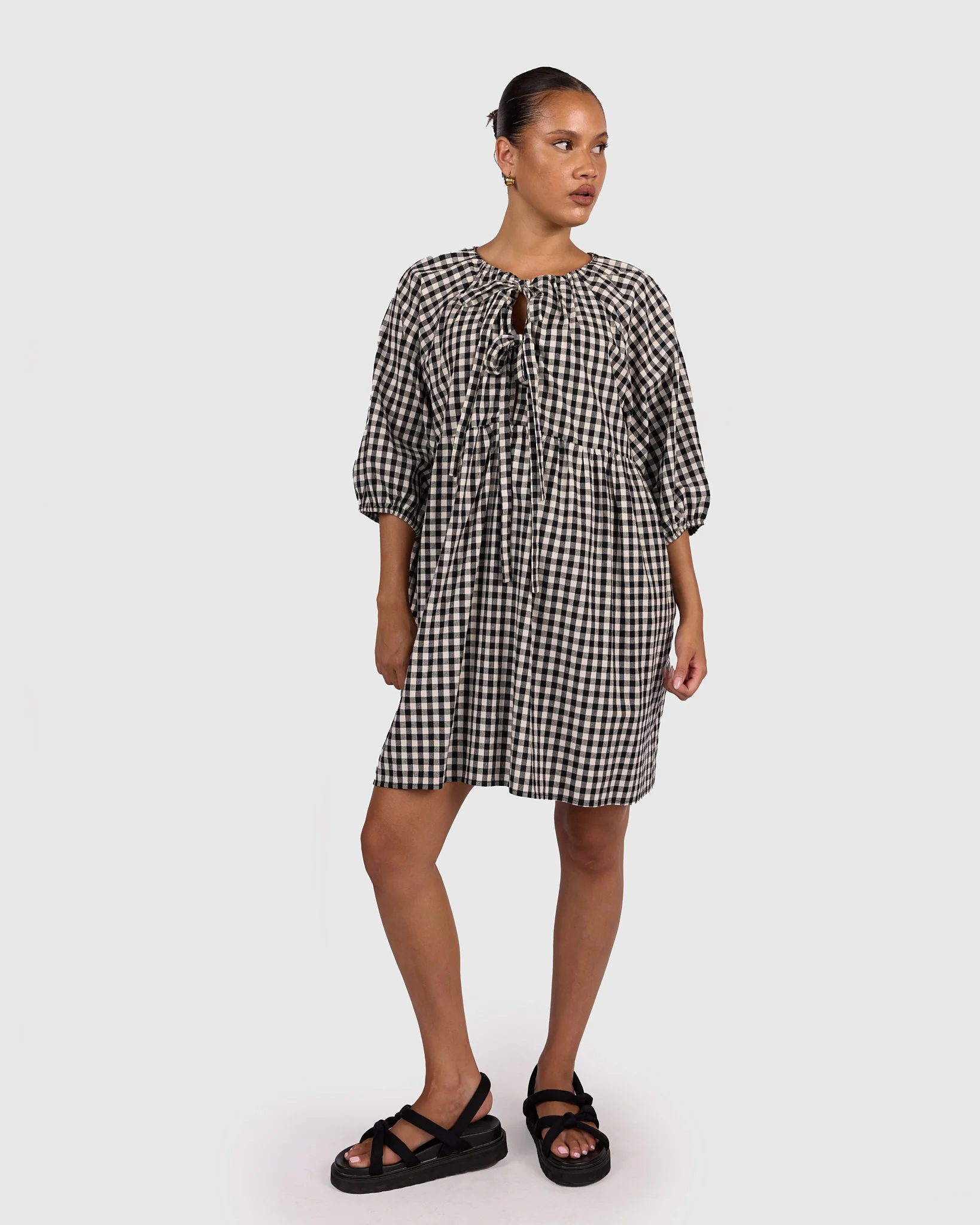 FINAL SALE | Florence Mini Dress | Black Gingham - Image 6