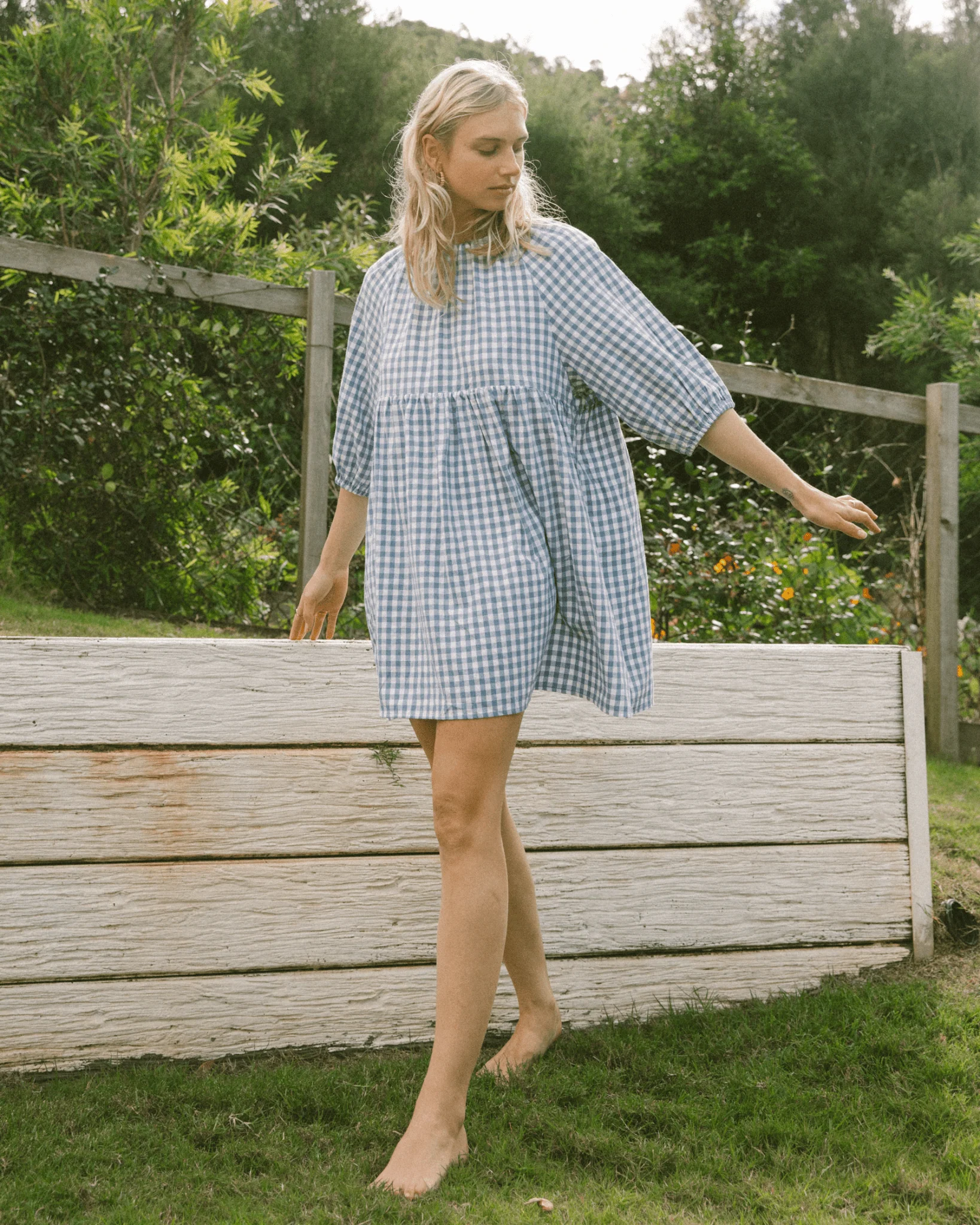 FINAL SALE | Florence Mini Dress | Blue Gingham - Image 12