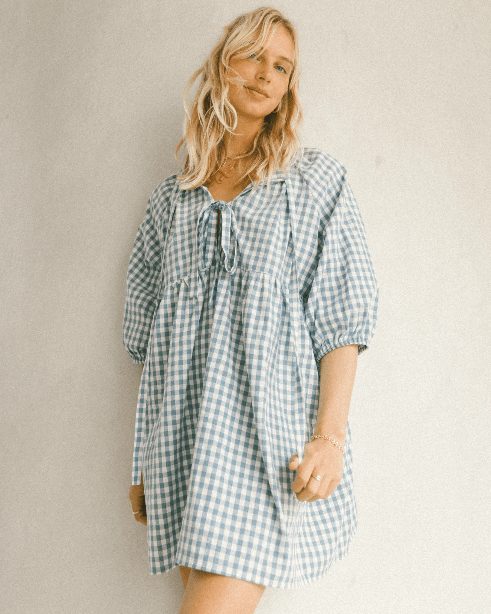 FINAL SALE | Florence Mini Dress | Blue Gingham - Image 5