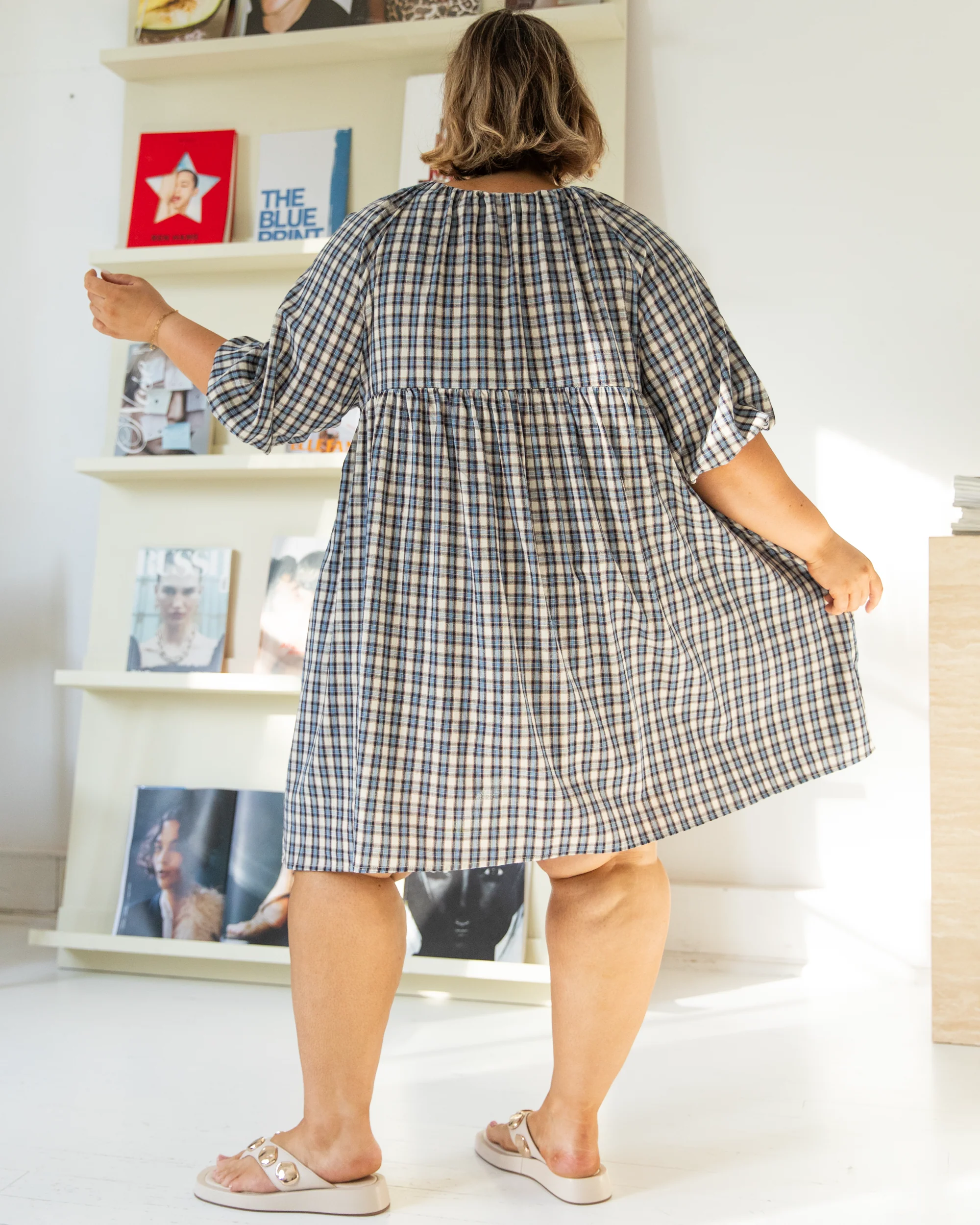 Florence Mini Dress | Denim Gingham - Image 3