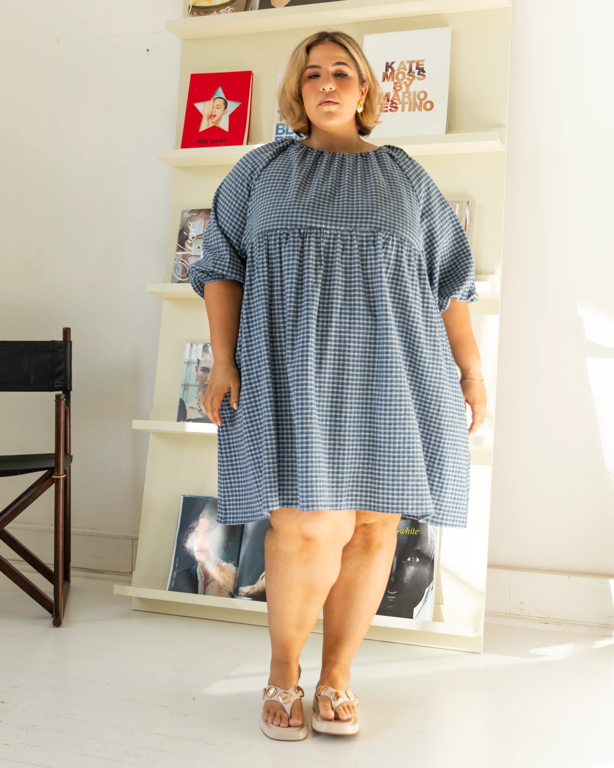 Florence Mini Dress | Navy Gingham - Image 4