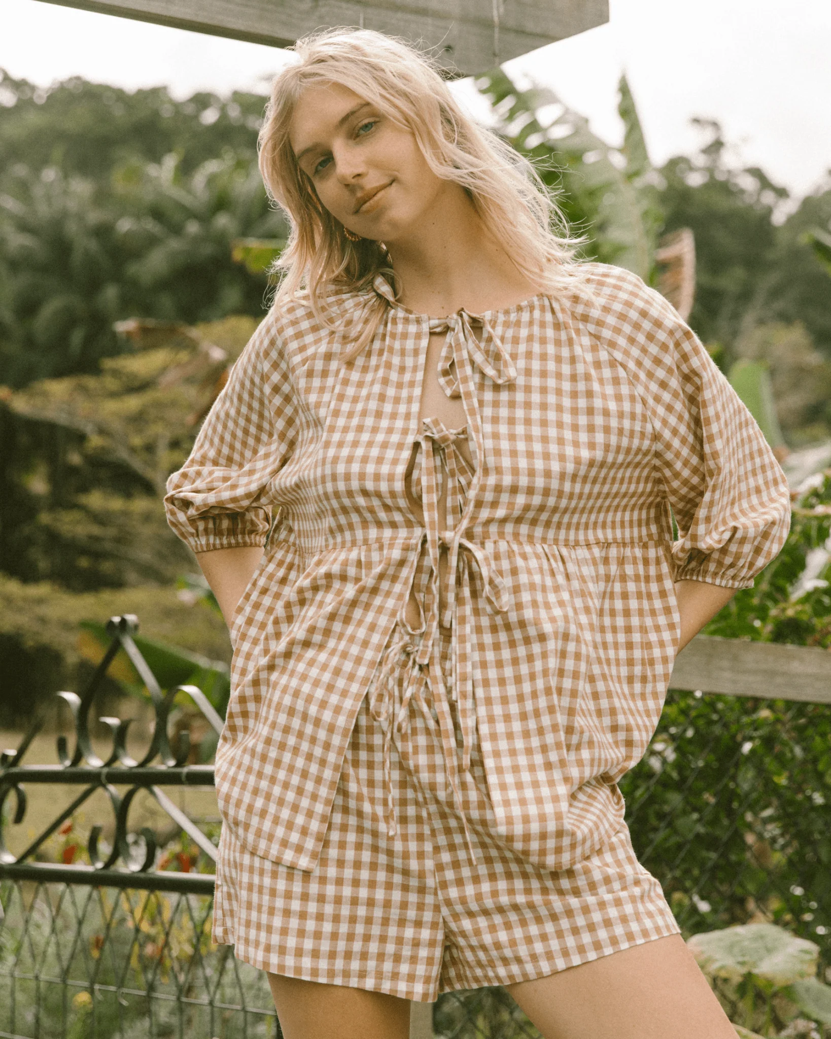 FINAL SALE | Florence Top | Caramel Gingham - Image 12