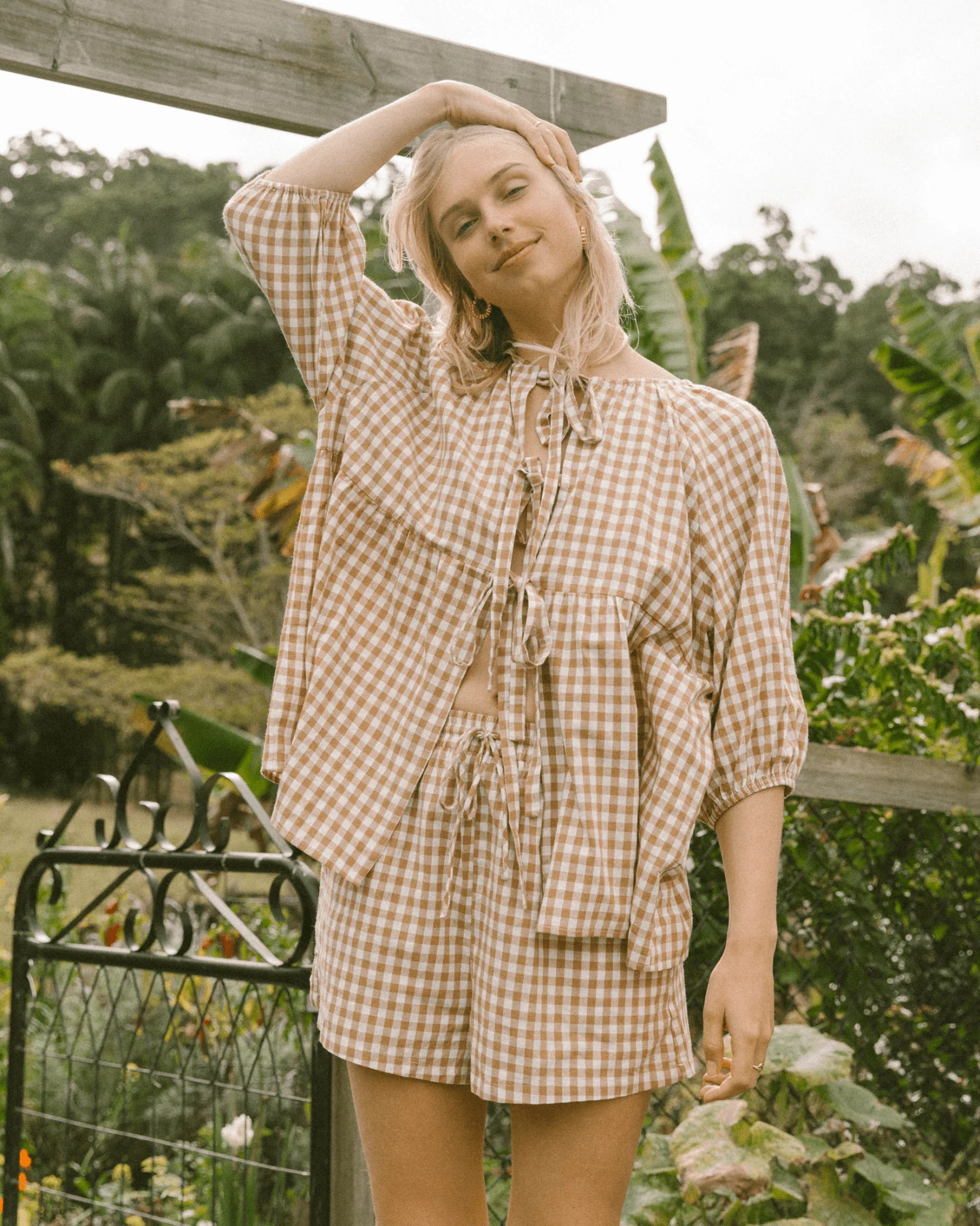 FINAL SALE | Florence Top | Caramel Gingham - Image 15