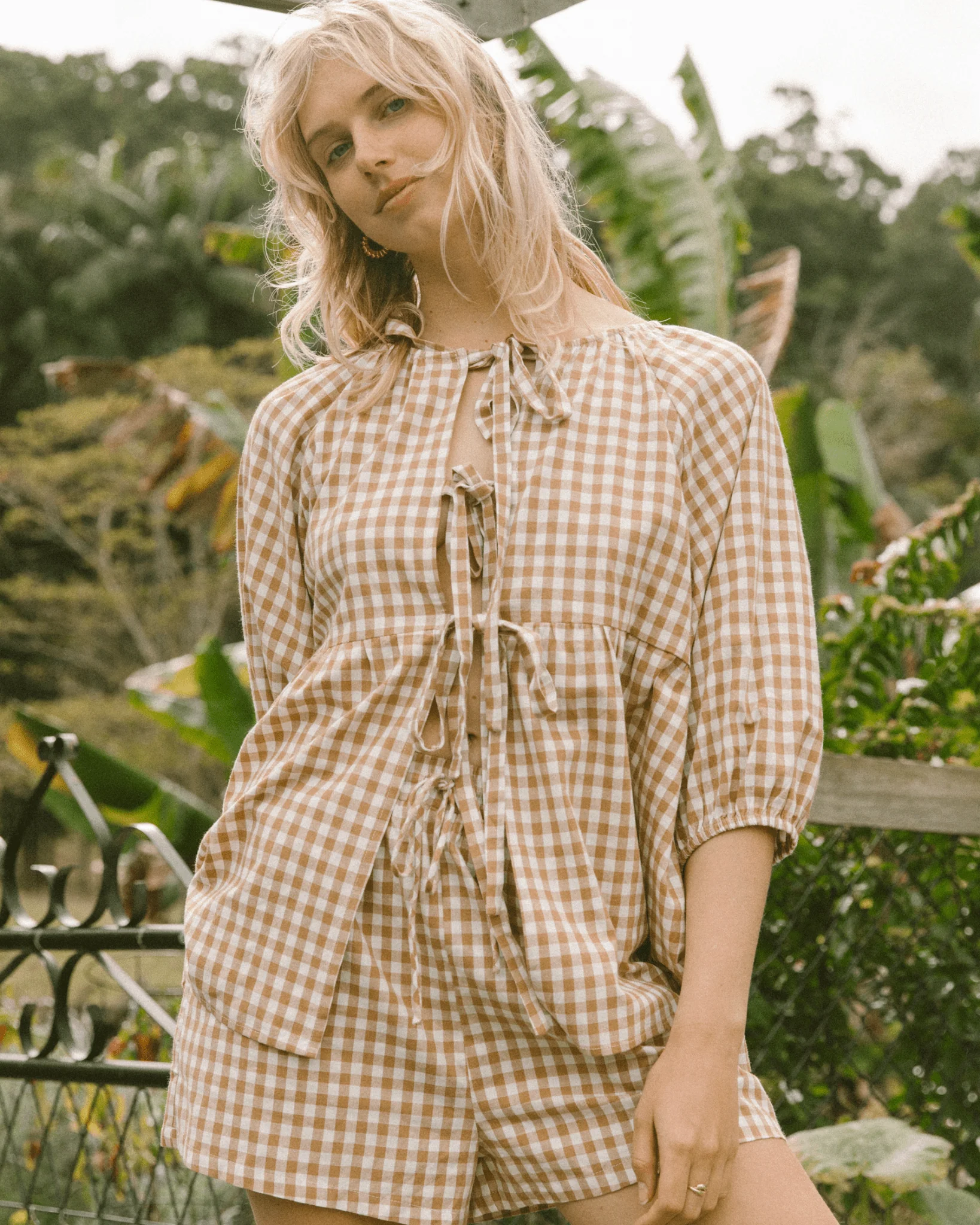 FINAL SALE | Florence Top | Caramel Gingham - Image 16