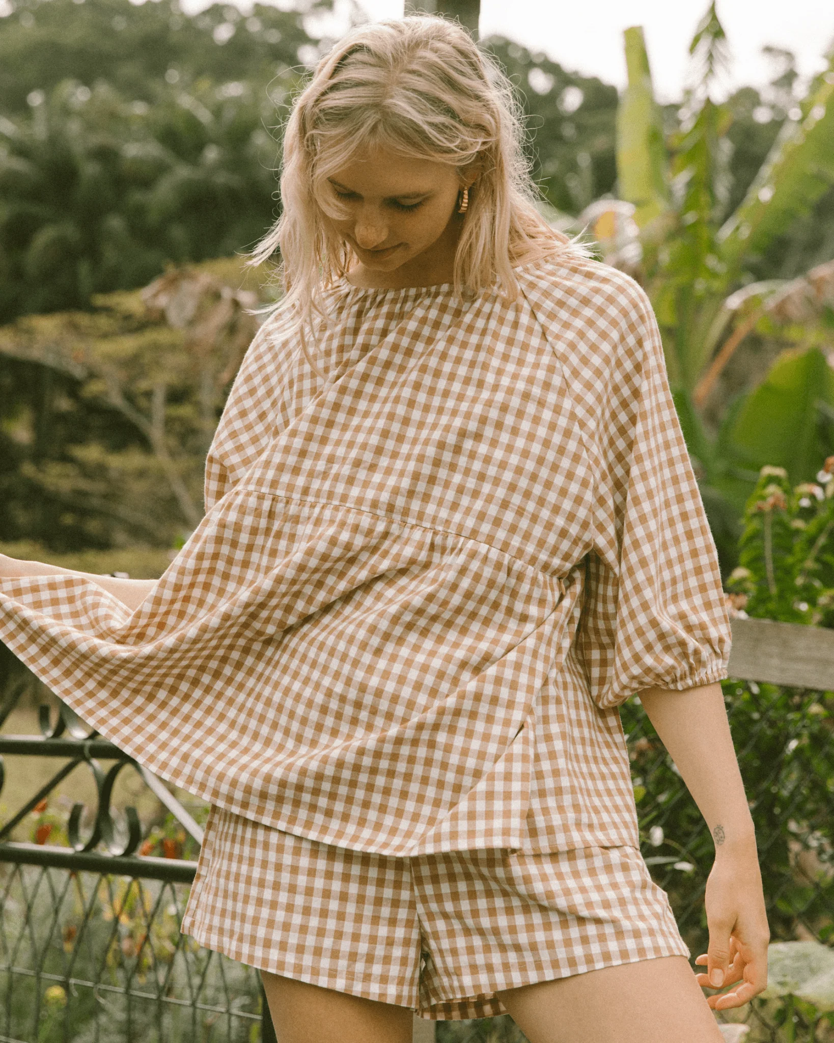 FINAL SALE | Florence Top | Caramel Gingham - Image 18