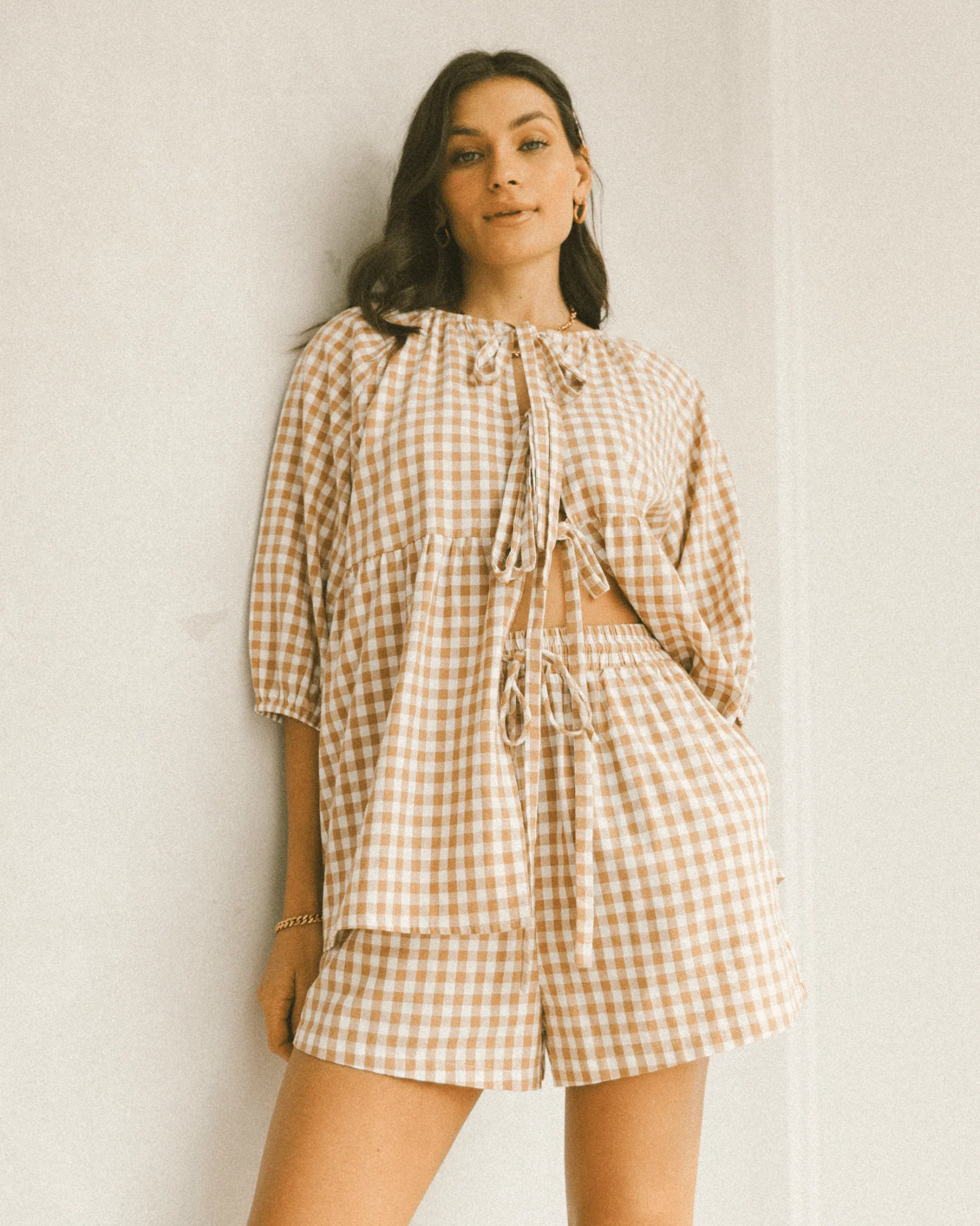 FINAL SALE | Florence Top | Caramel Gingham - Image 8