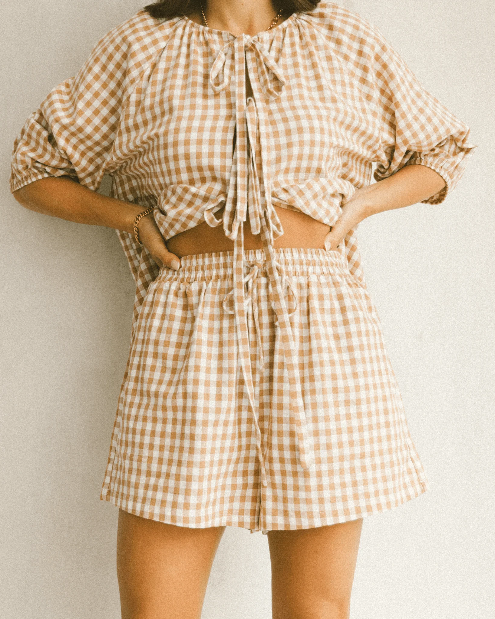 FINAL SALE | Florence Top | Caramel Gingham - Image 9