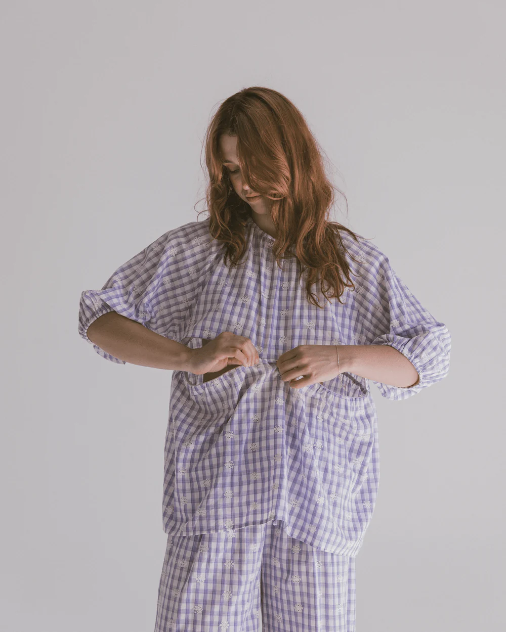 FINAL SALE | Florence top | Lavender Gingham Embroidery - Image 3