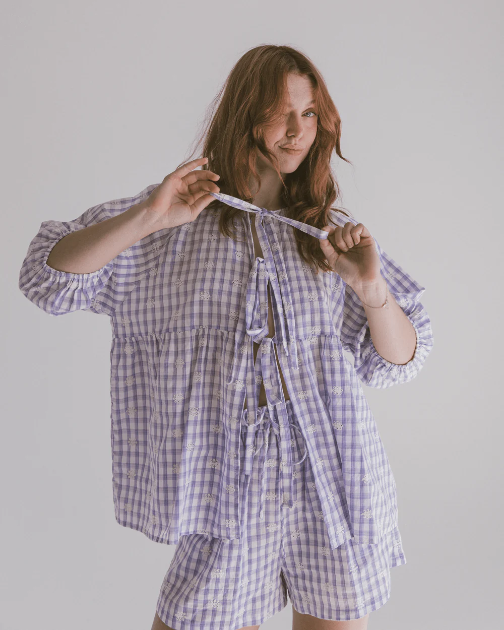 FINAL SALE | Florence top | Lavender Gingham Embroidery - Image 6