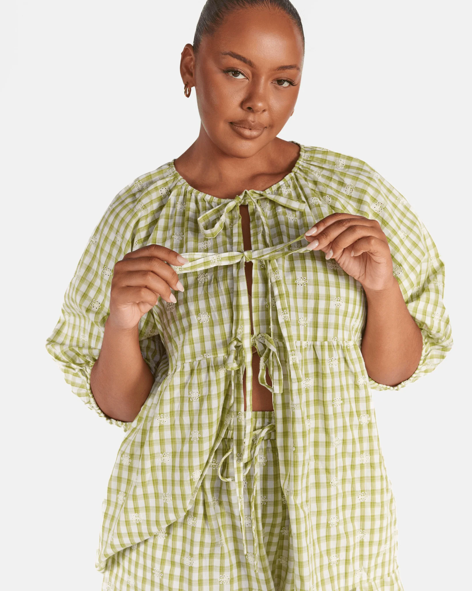 FINAL SALE | Florence top | Pear Gingham Embroidery - Image 6